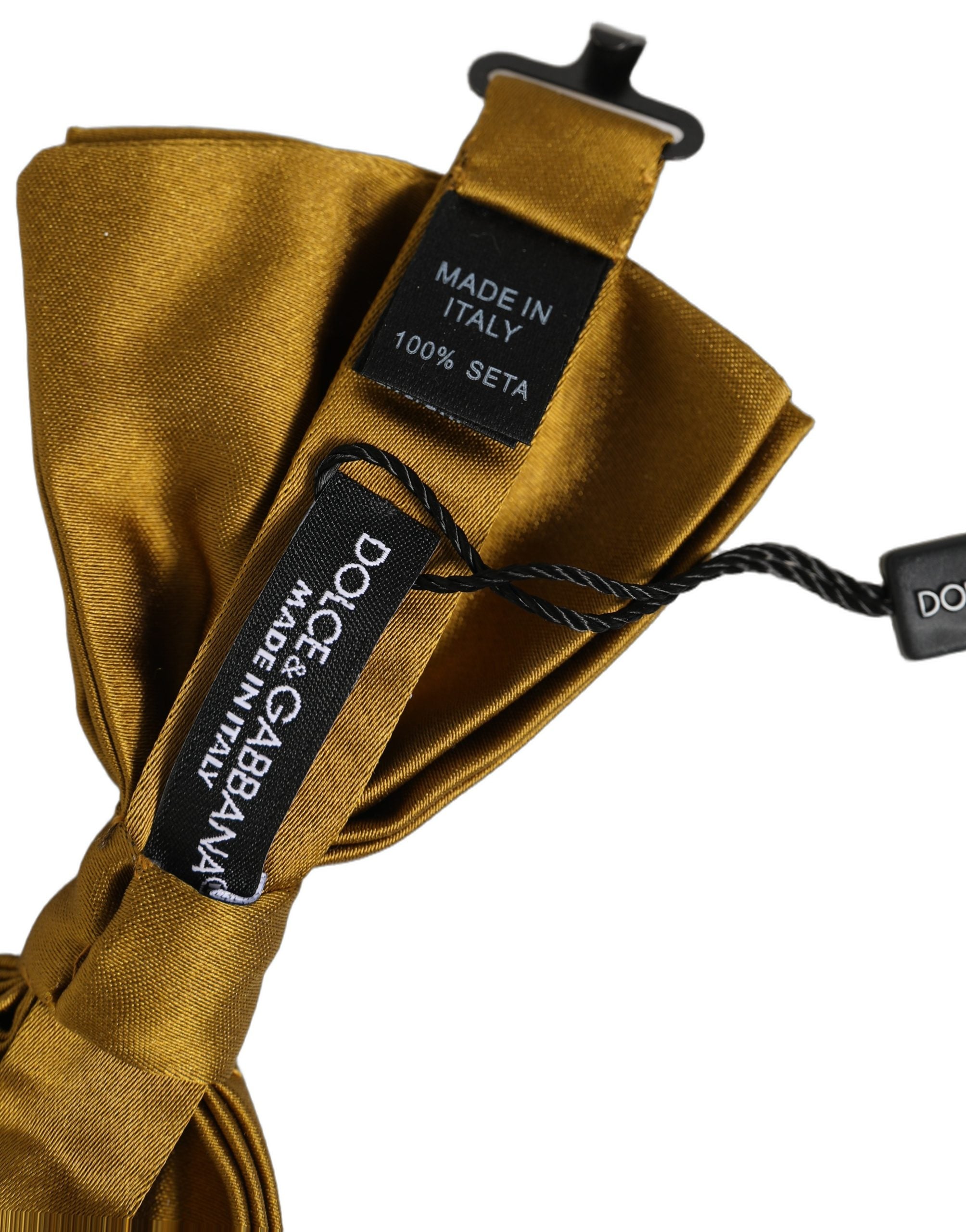 Dolce & Gabbana Mustard Silk Bow Tie - Timeless Elegance