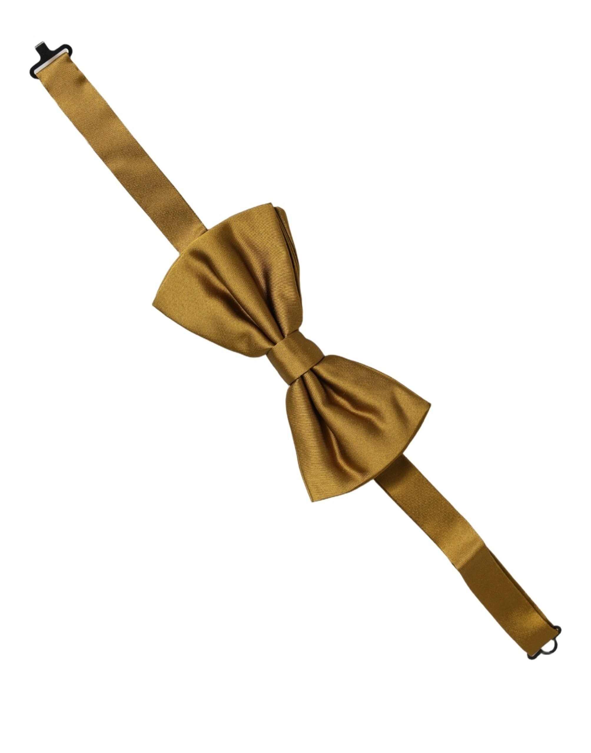 Dolce & Gabbana Mustard Silk Bow Tie - Timeless Elegance