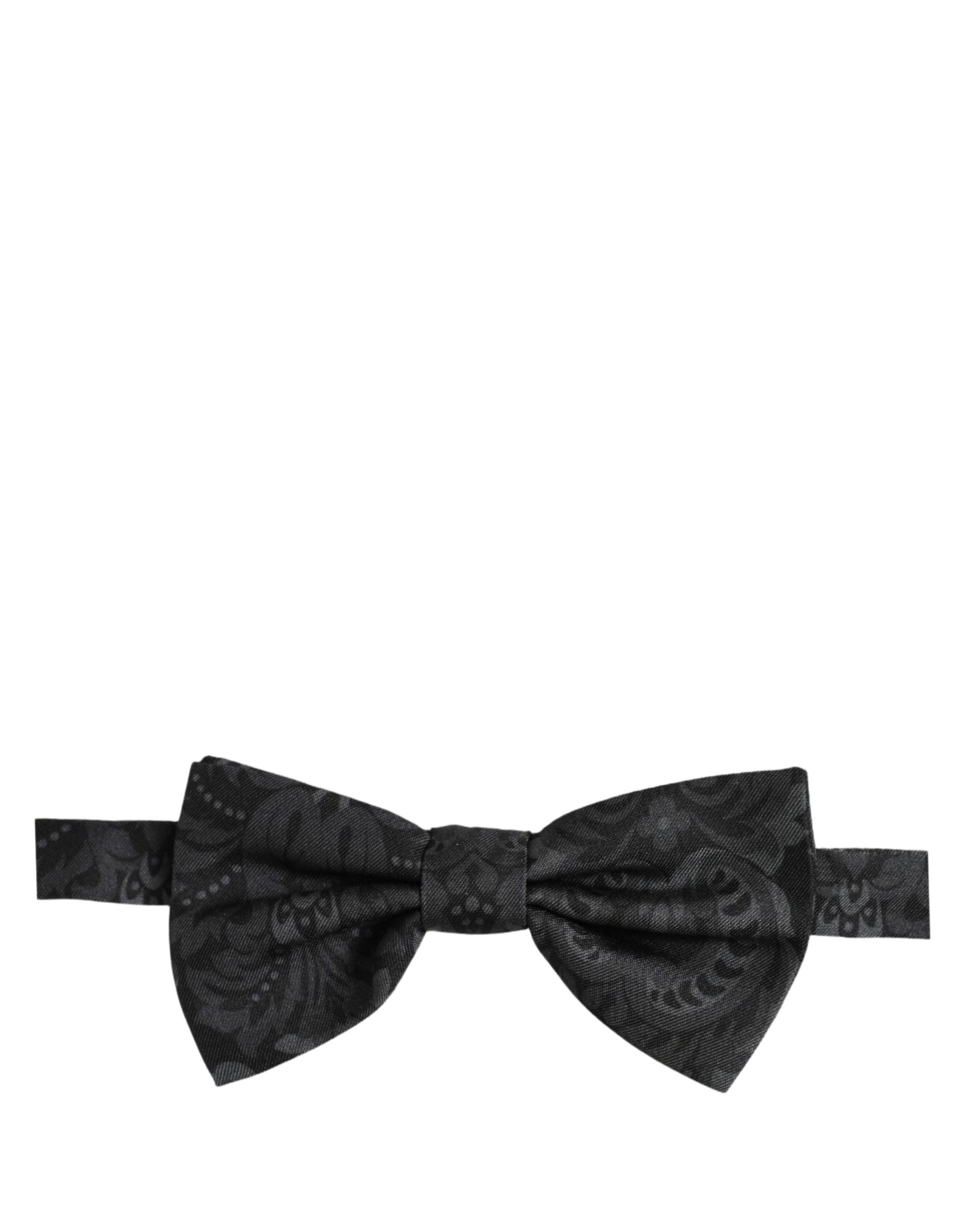 Dolce & Gabbana Black Paisley Silk Bow Tie - Timeless Elegance