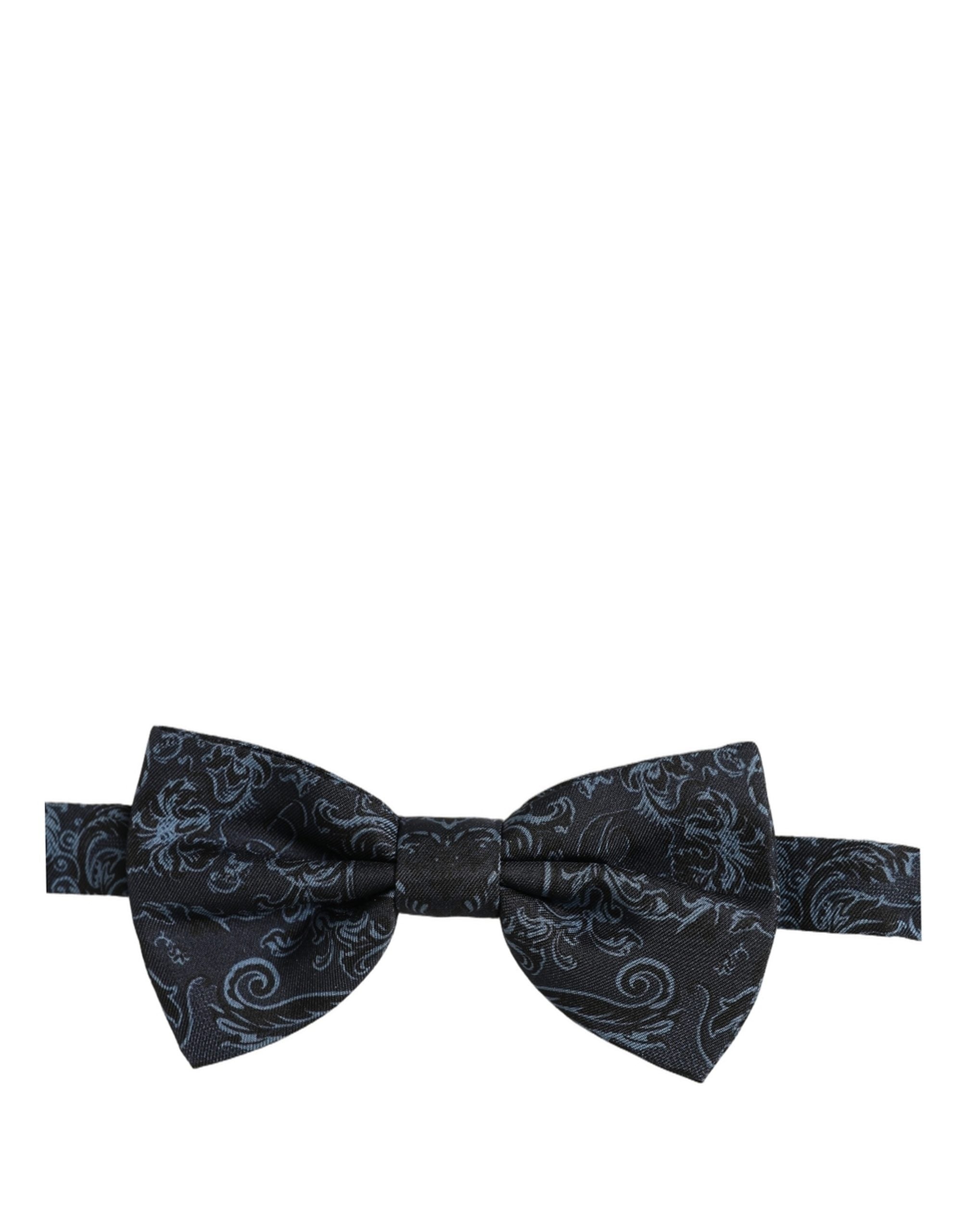 Dolce & Gabbana Adjustable Black Blue Paisley Bow Tie