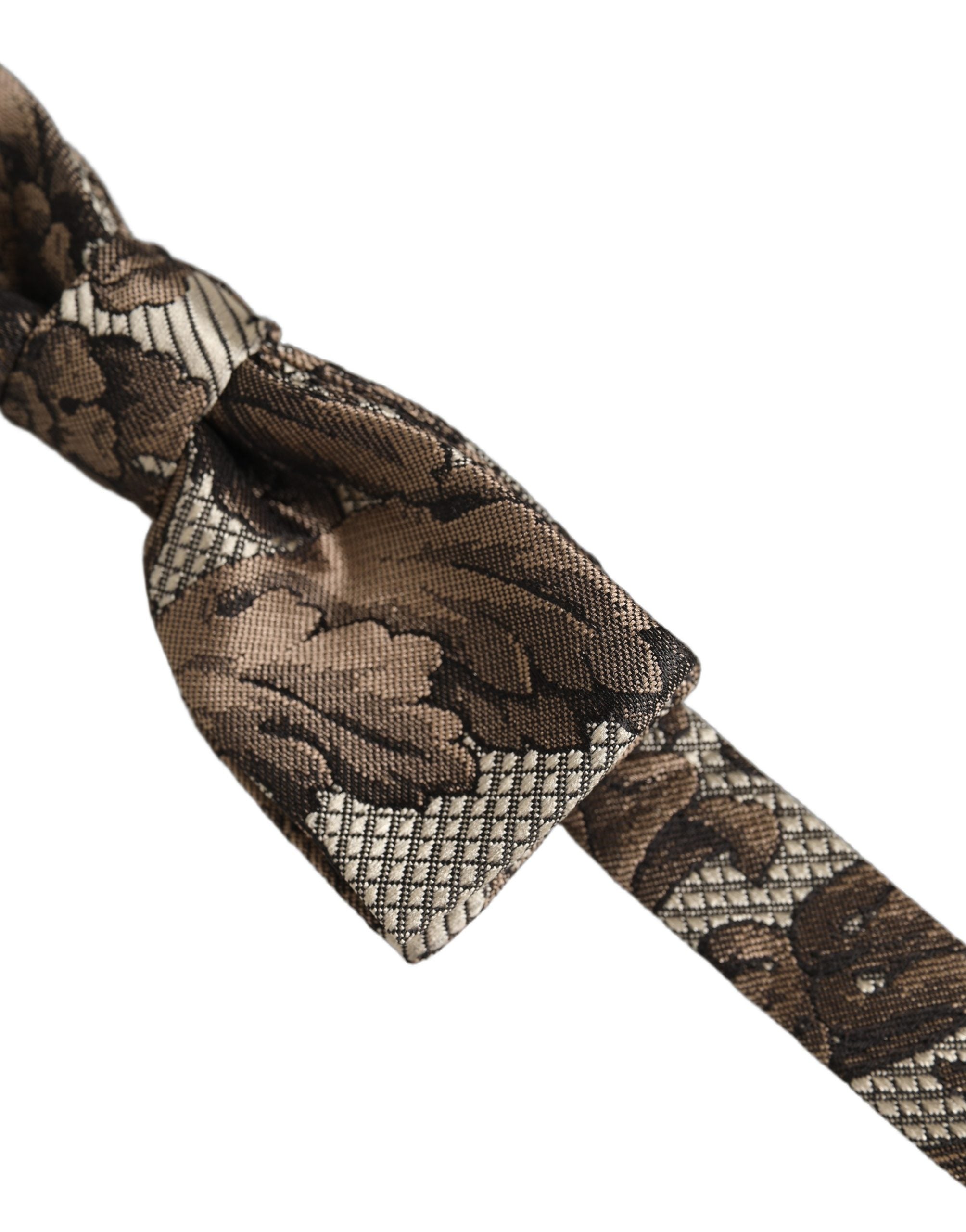Dolce & Gabbana Brown Beige Floral Bow Tie - Timeless Elegance
