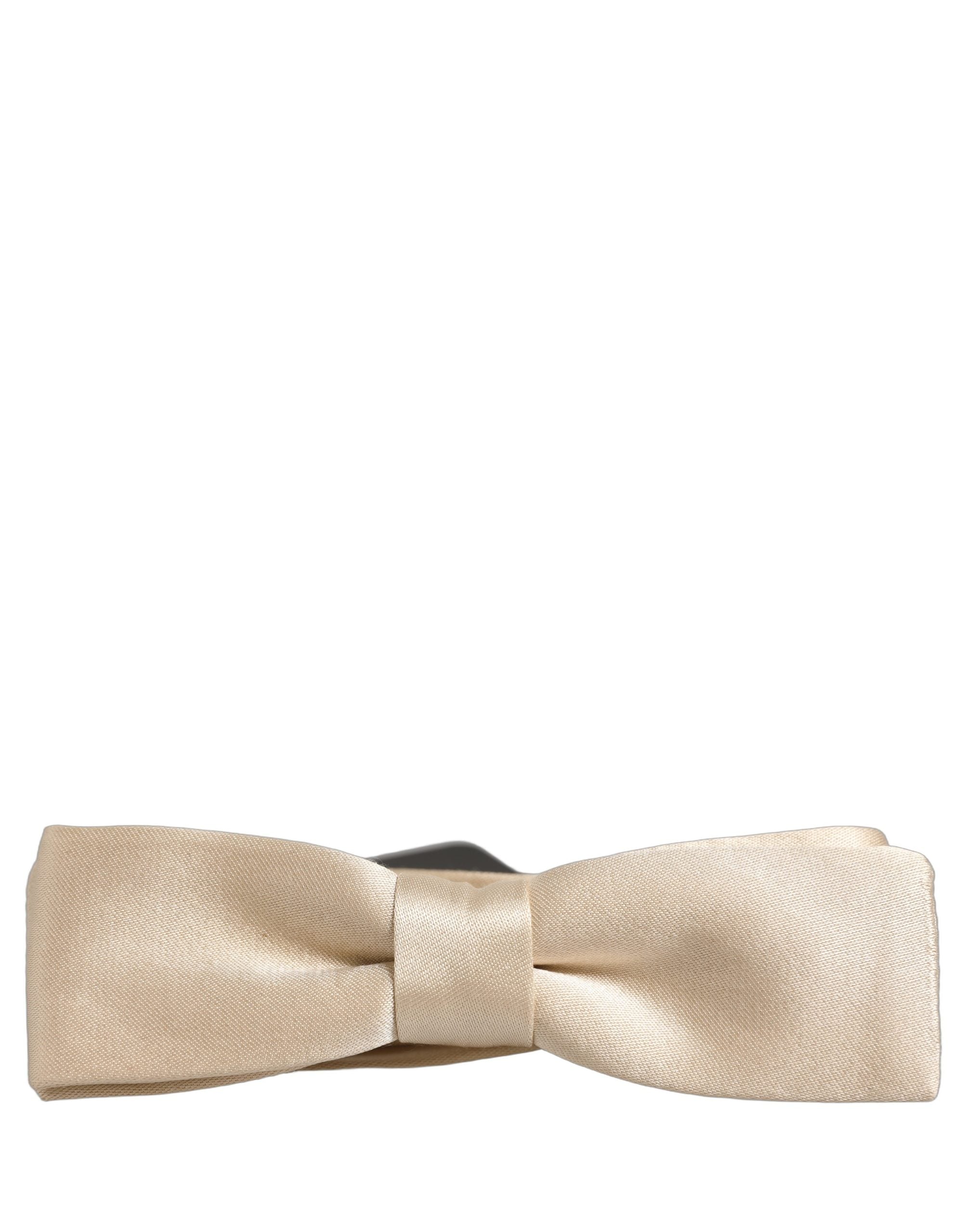 Dolce & Gabbana Silk Beige Bow Tie - Timeless Elegance