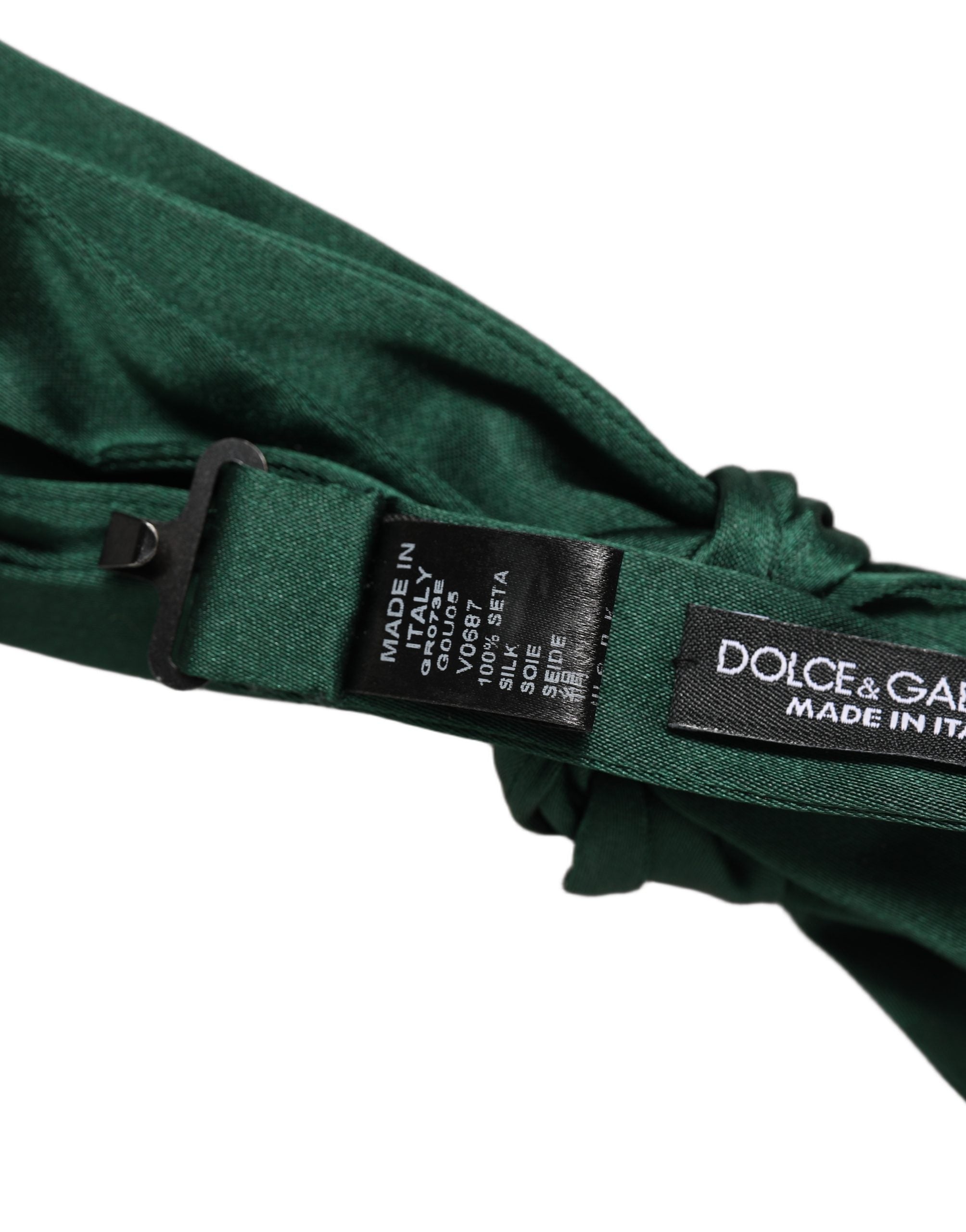 Dolce & Gabbana Dark Green Silk Bow Tie - Timeless Elegance