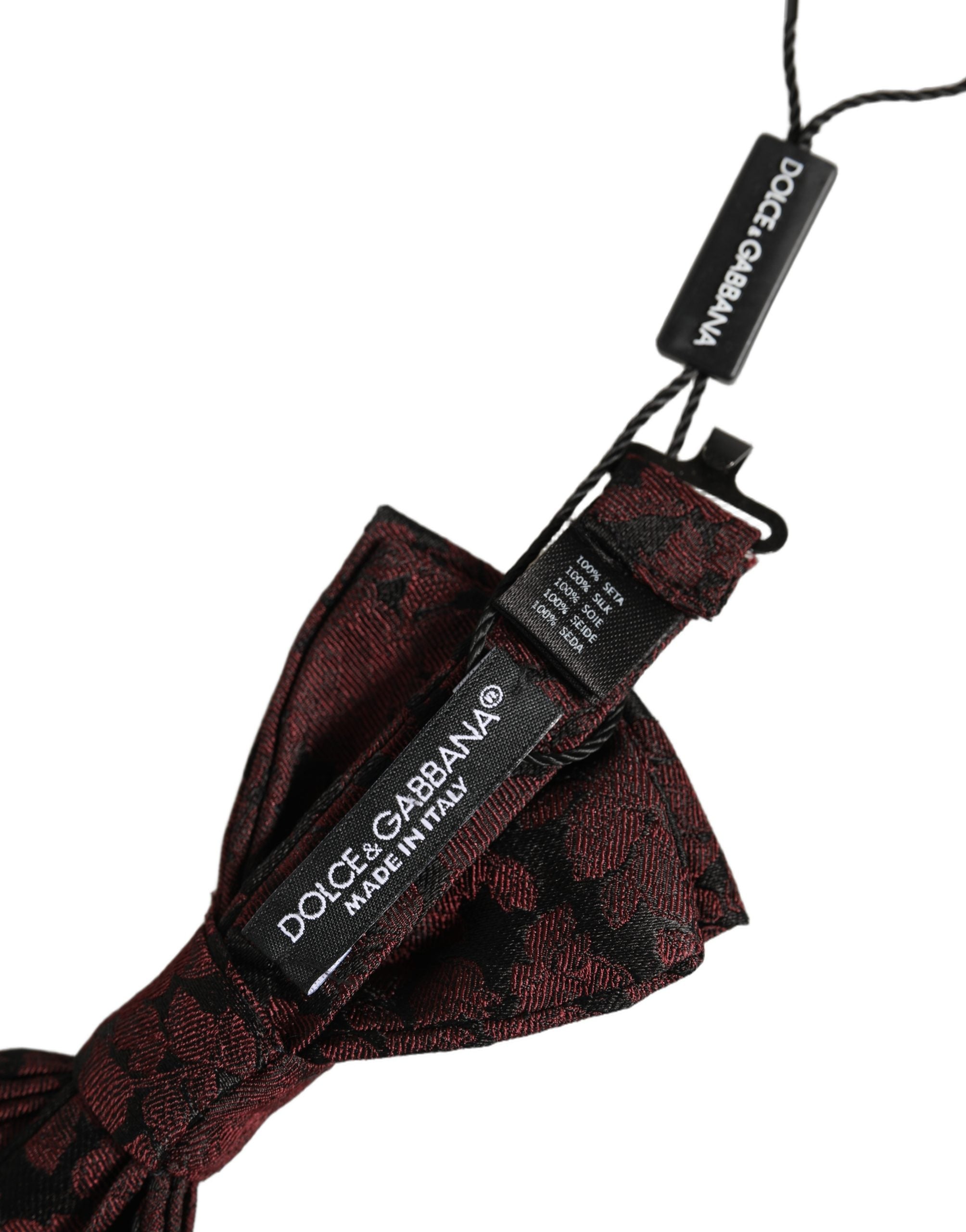 Dolce & Gabbana Maroon Floral Silk Bow Tie - Timeless Elegance