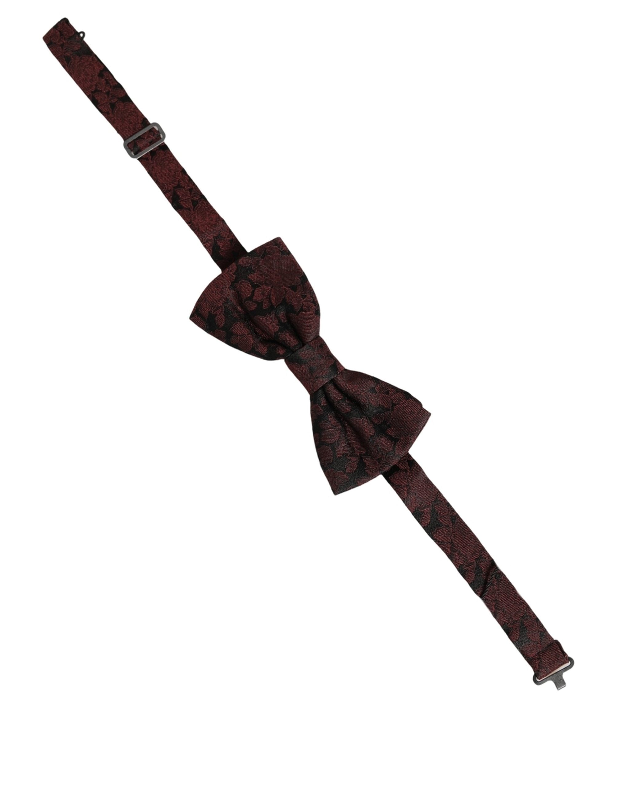 Dolce & Gabbana Maroon Floral Silk Bow Tie - Timeless Elegance