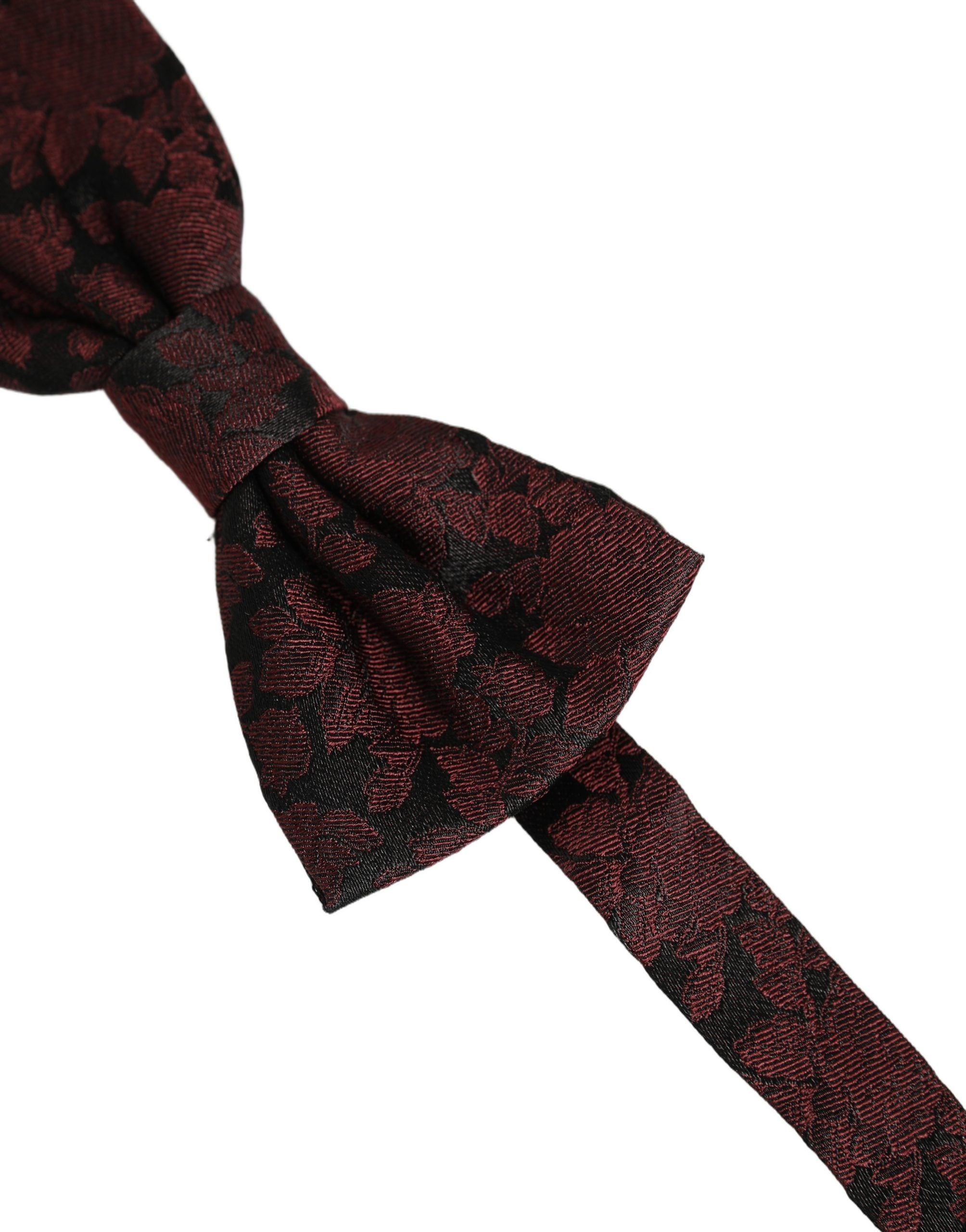 Dolce & Gabbana Maroon Floral Silk Bow Tie - Timeless Elegance