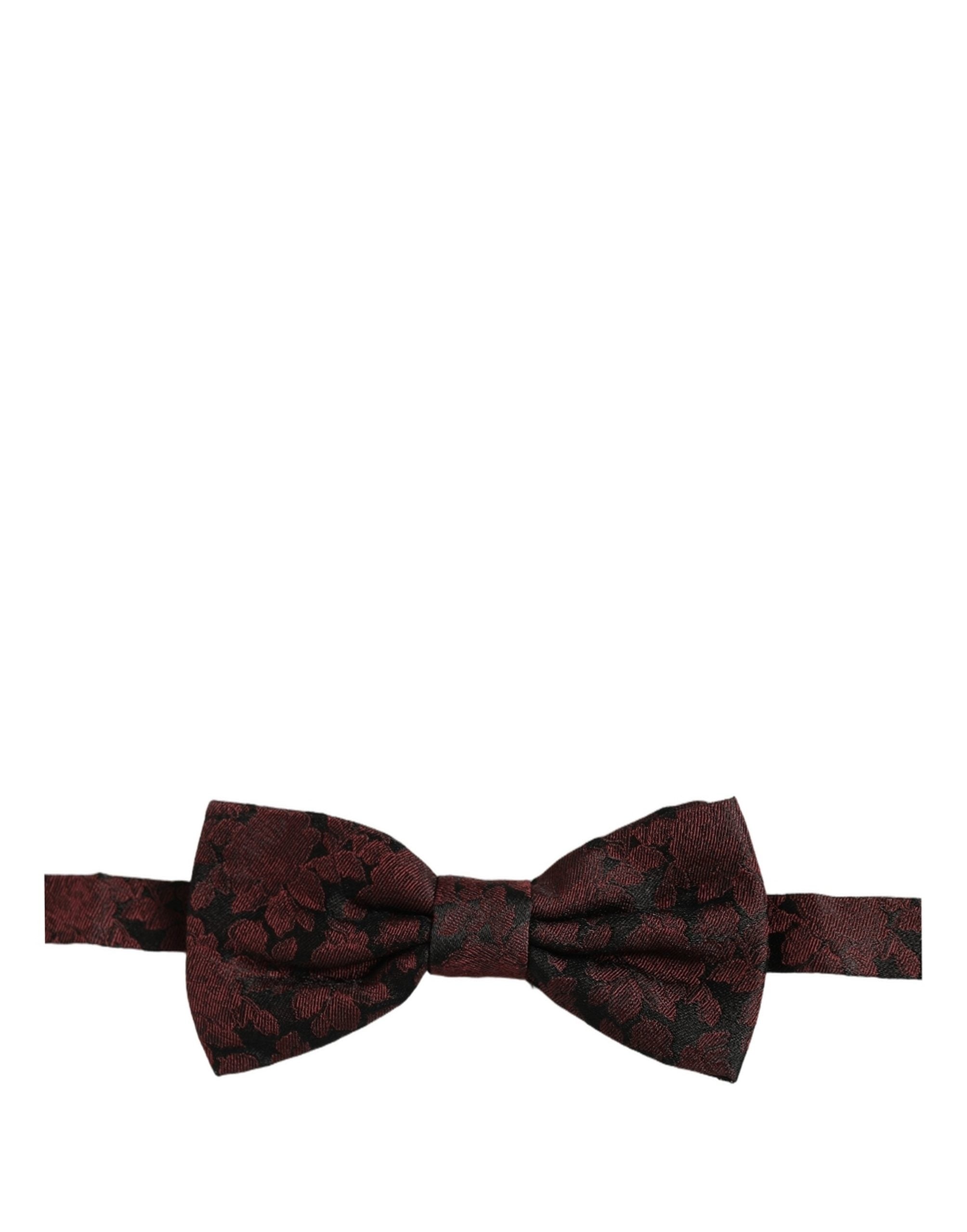Dolce & Gabbana Maroon Floral Silk Bow Tie - Timeless Elegance