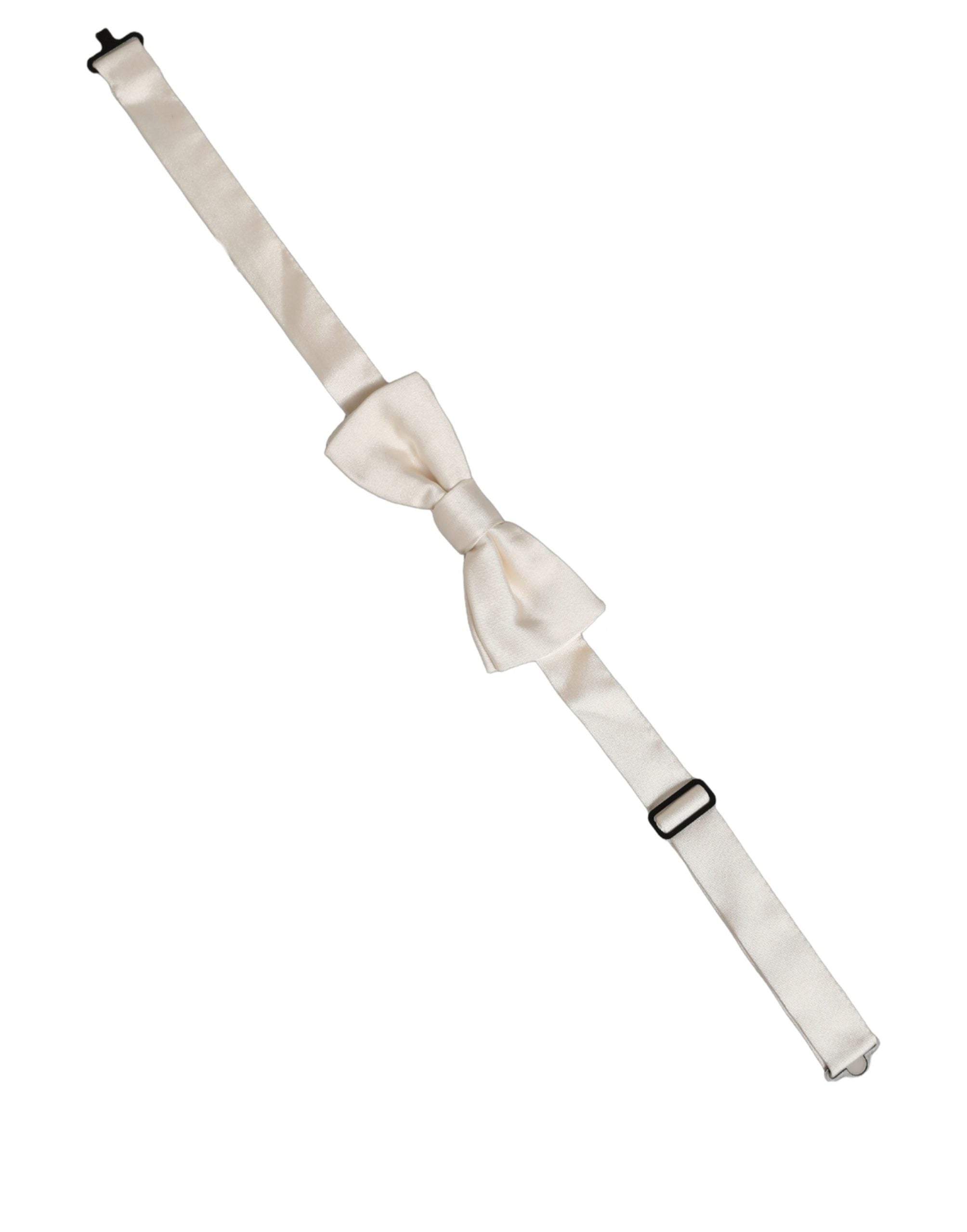 Dolce & Gabbana Silk Off White Bow Tie - Timeless Elegance
