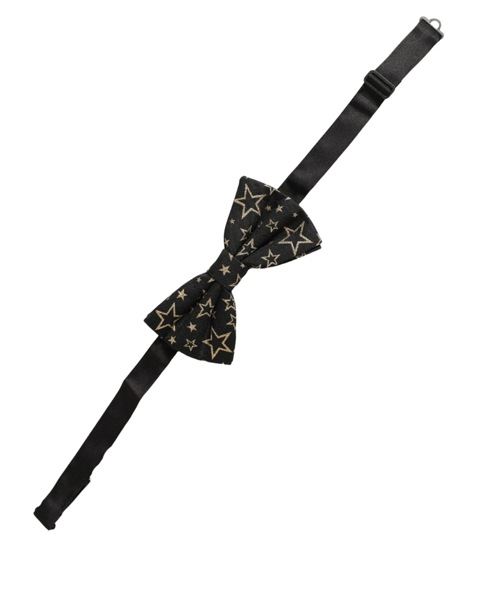 Dolce & Gabbana Black Star Silk Bow Tie - Luxurious Elegance