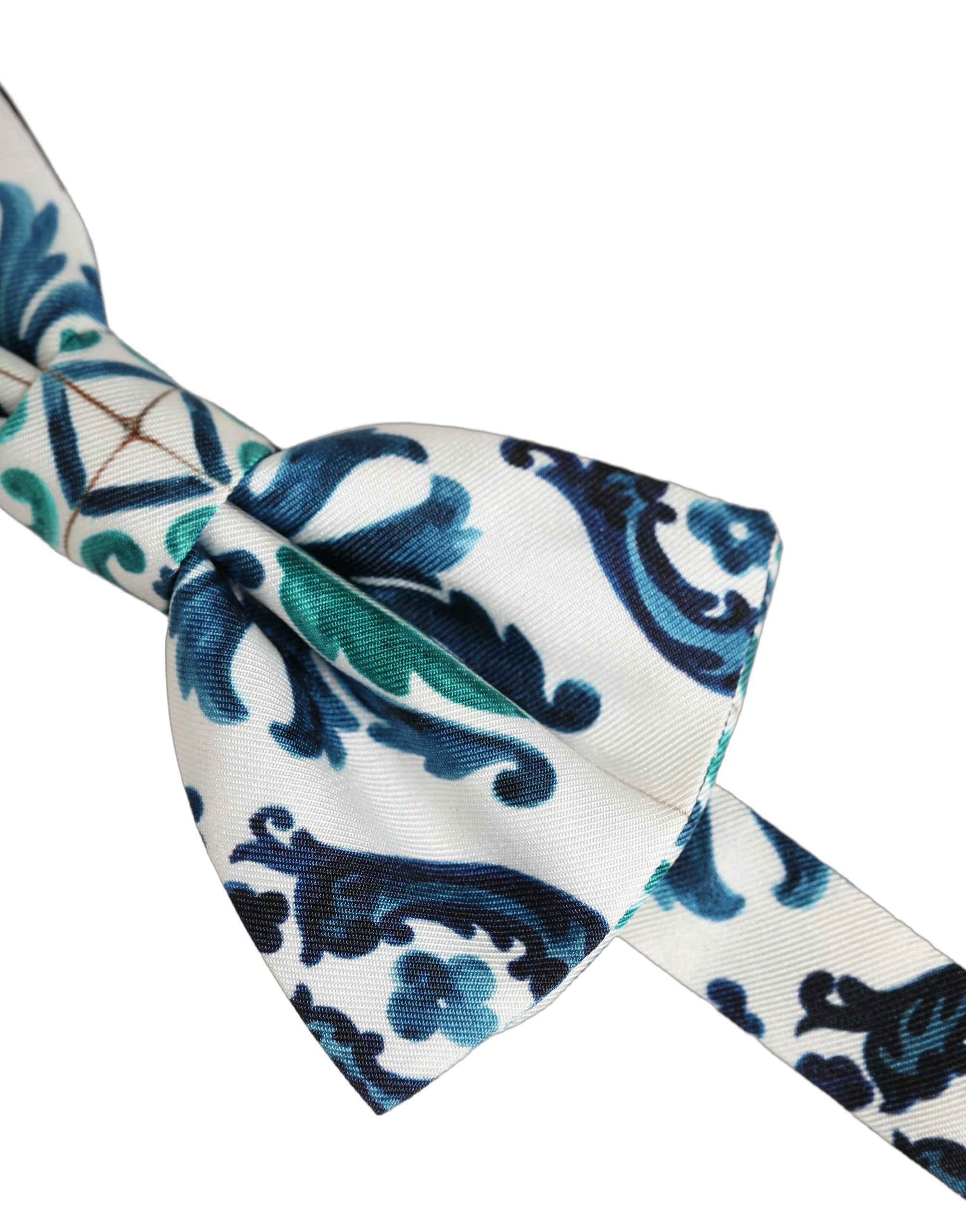 Dolce & Gabbana White Silk Adjustable Bow Tie for Timeless Elegance