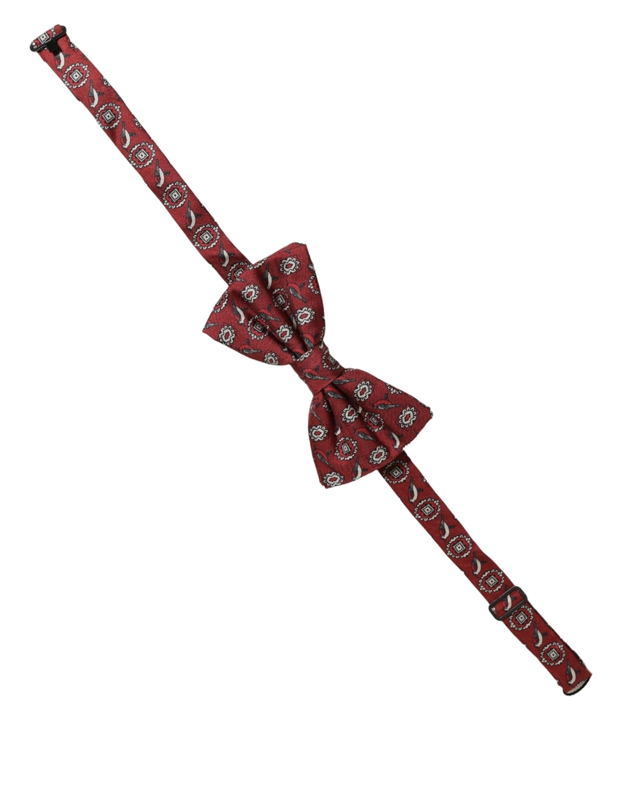 Dolce & Gabbana Bordeaux Floral Silk Bow Tie - Timeless Elegance