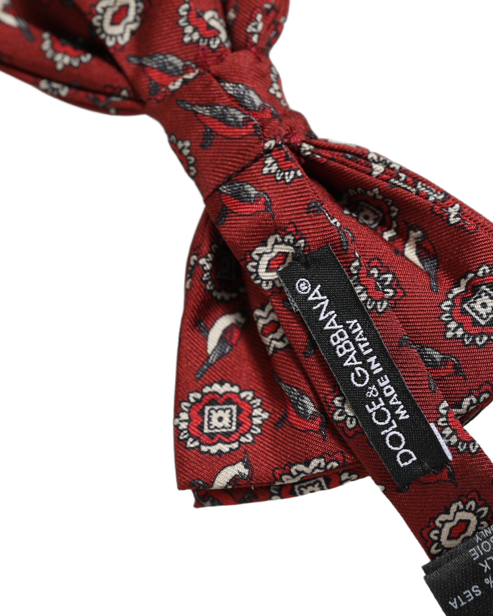 Dolce & Gabbana Bordeaux Floral Silk Bow Tie - Timeless Elegance