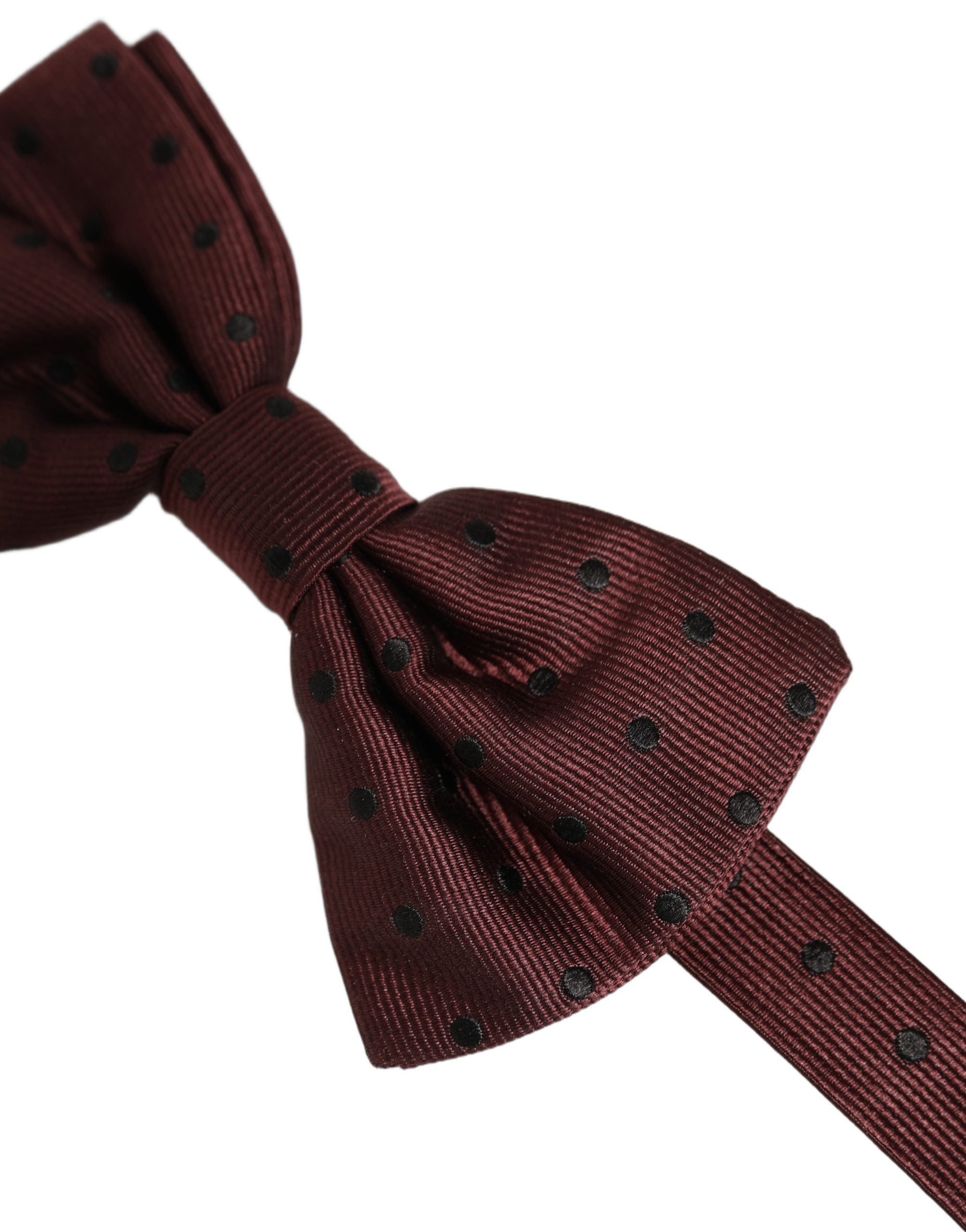 Dolce & Gabbana Burgundy Silk Polka Dot Bow Tie - Timeless Elegance