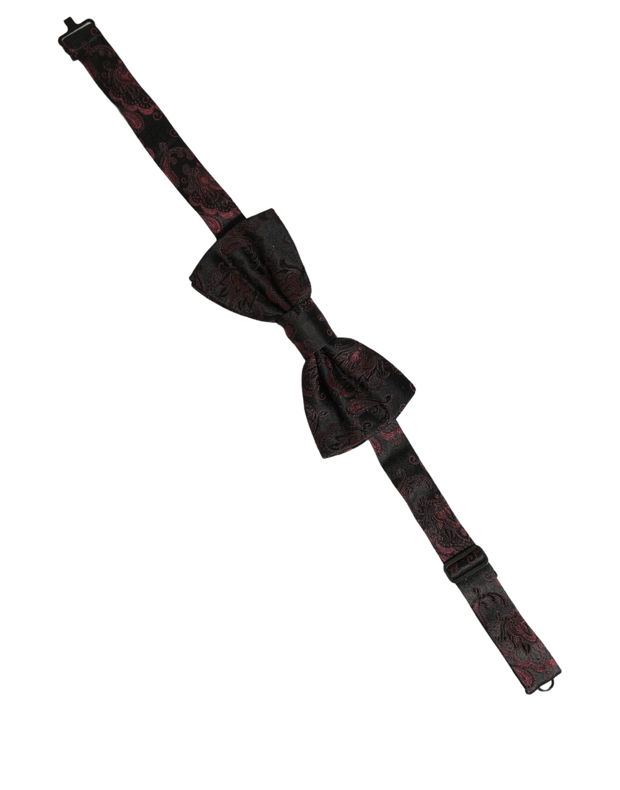 Dolce & Gabbana Burgundy Paisley Silk Bow Tie - Timeless Elegance