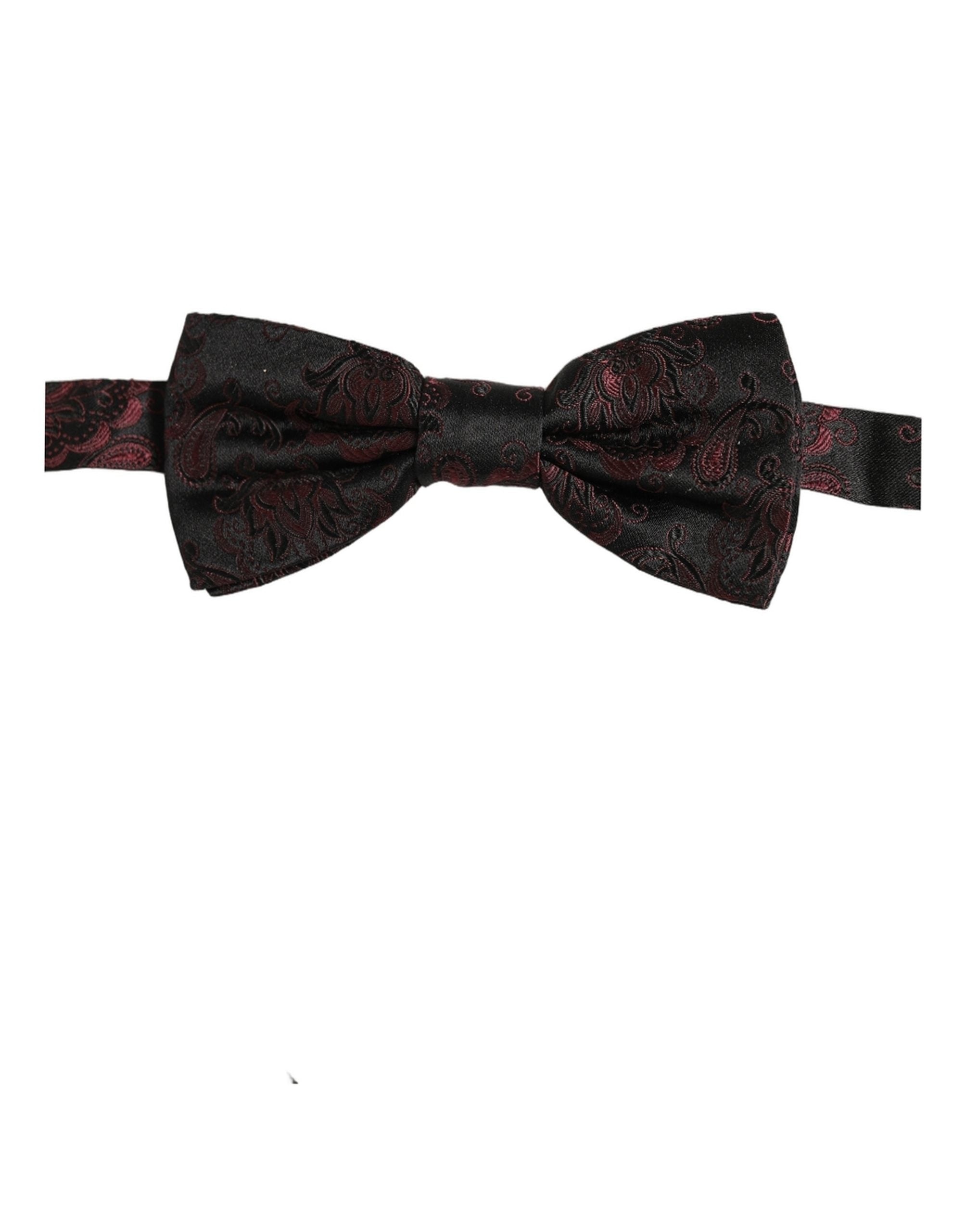 Dolce & Gabbana Burgundy Paisley Silk Bow Tie - Timeless Elegance