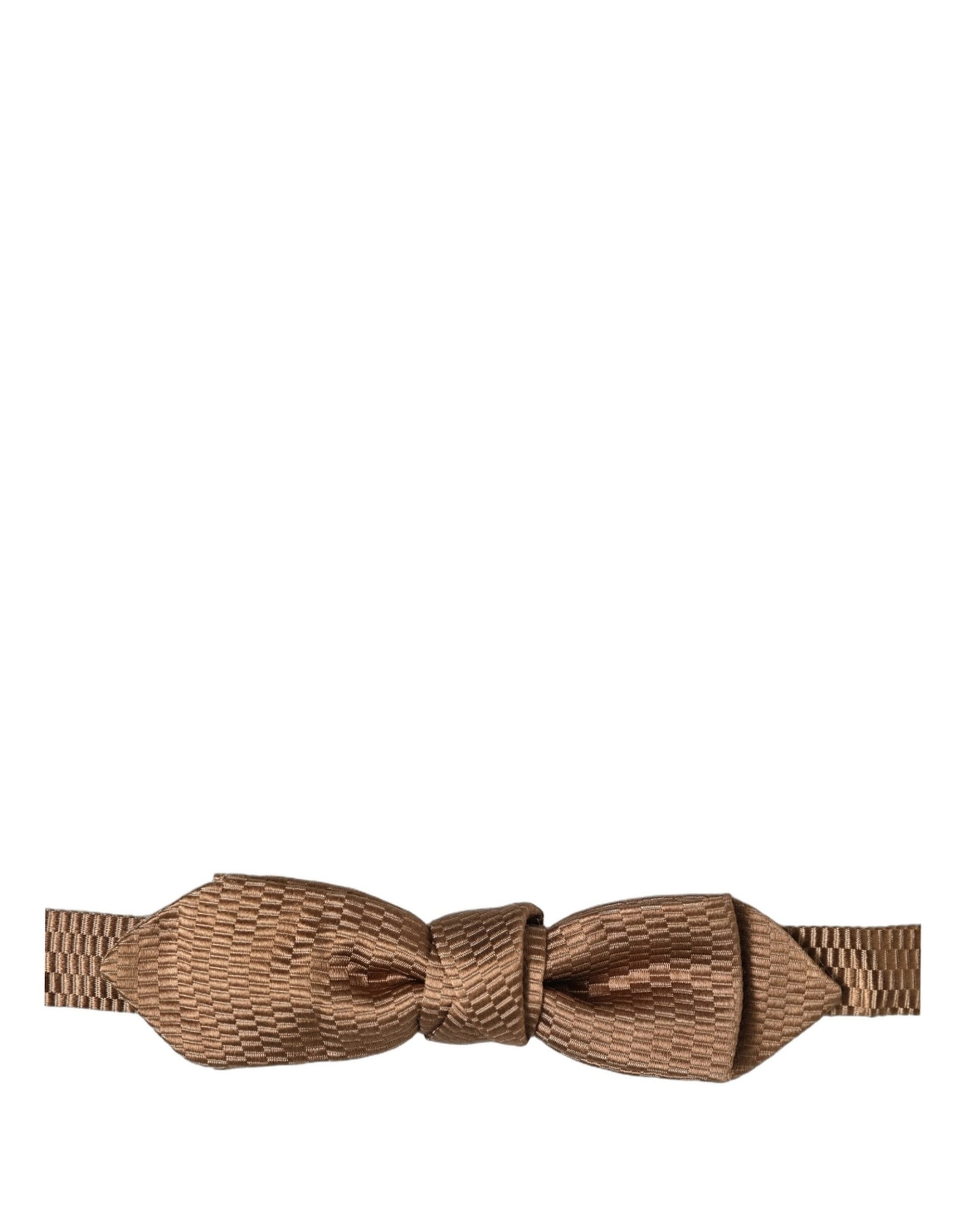 Dolce & Gabbana Silk Bow Tie - Timeless Elegance in Brown Gold