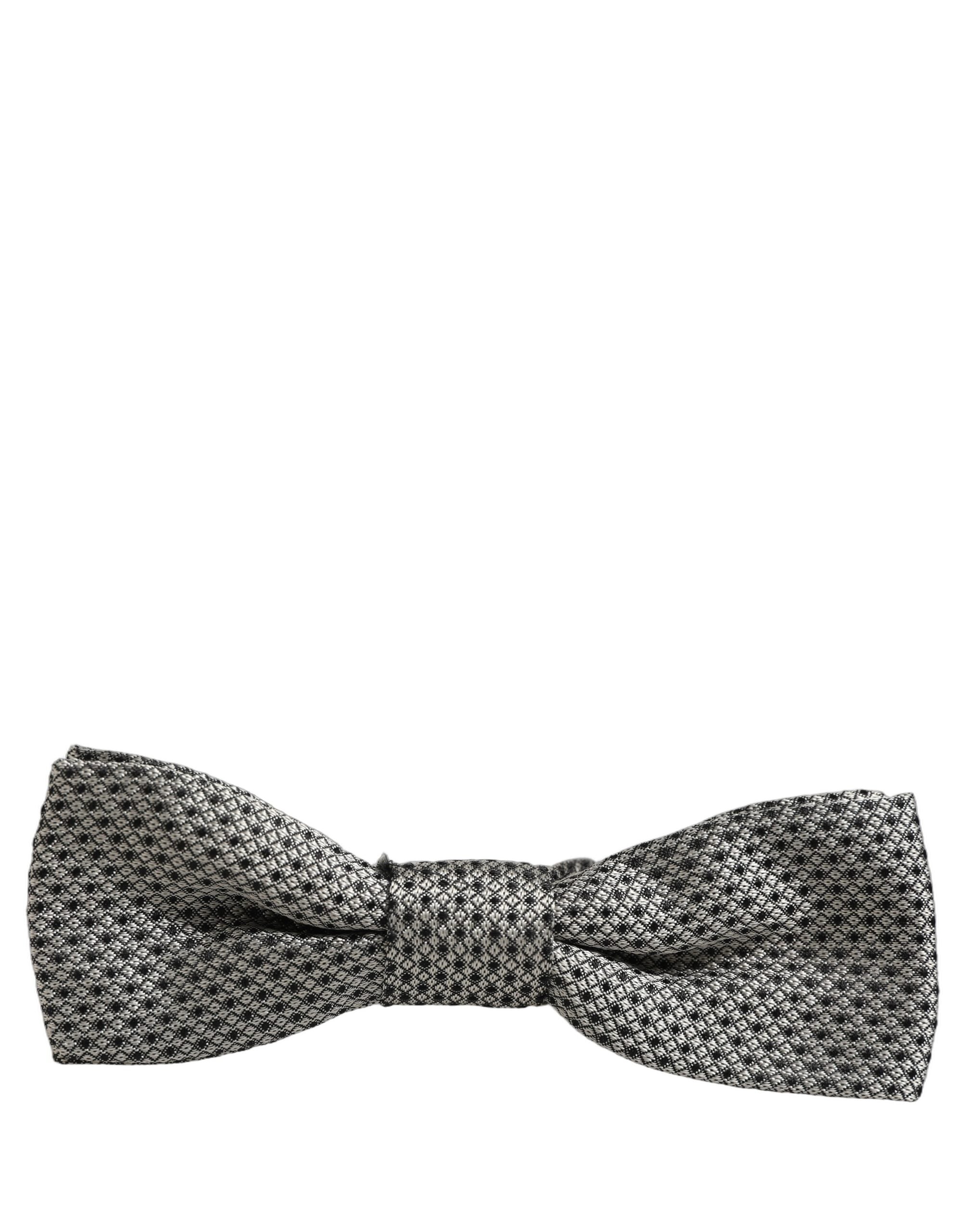 Dolce & Gabbana Gray Silk Jacquard Bow Tie - Timeless Elegance