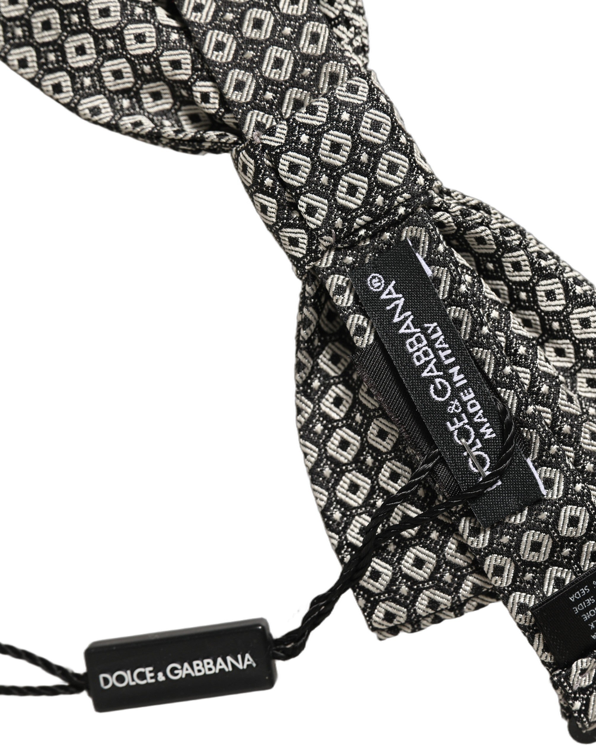 Dolce & Gabbana Gray Silk Patterned Bow Tie - Timeless Elegance