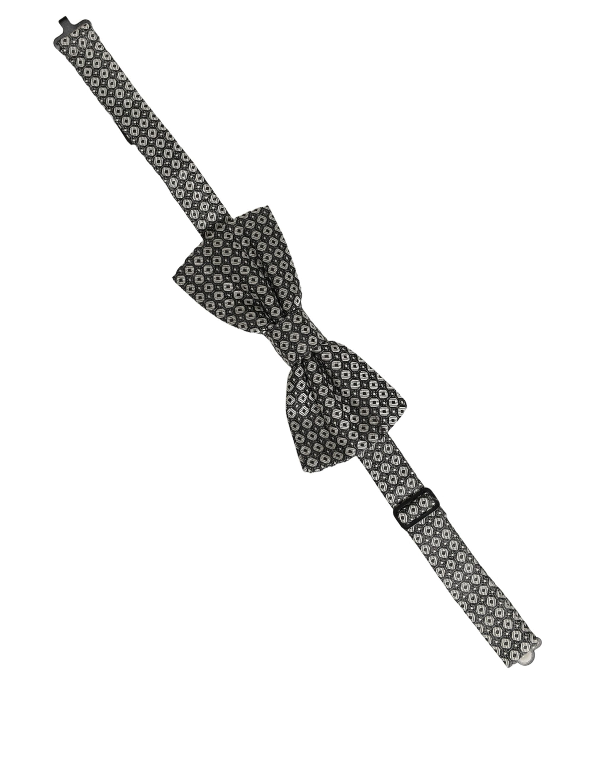 Dolce & Gabbana Gray Silk Patterned Bow Tie for Timeless Elegance