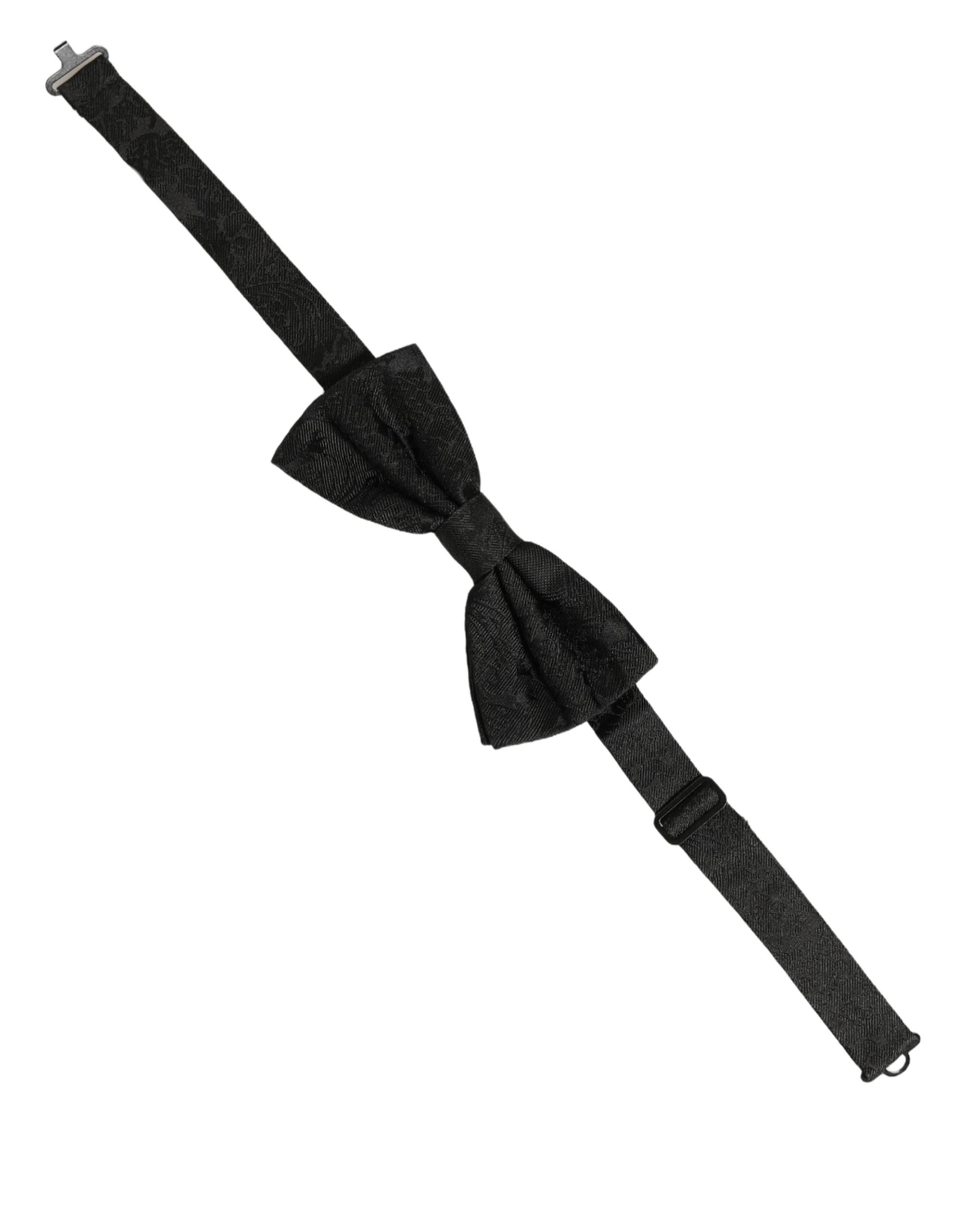 Dolce & Gabbana Black Silk Paisley Bow Tie - Timeless Elegance