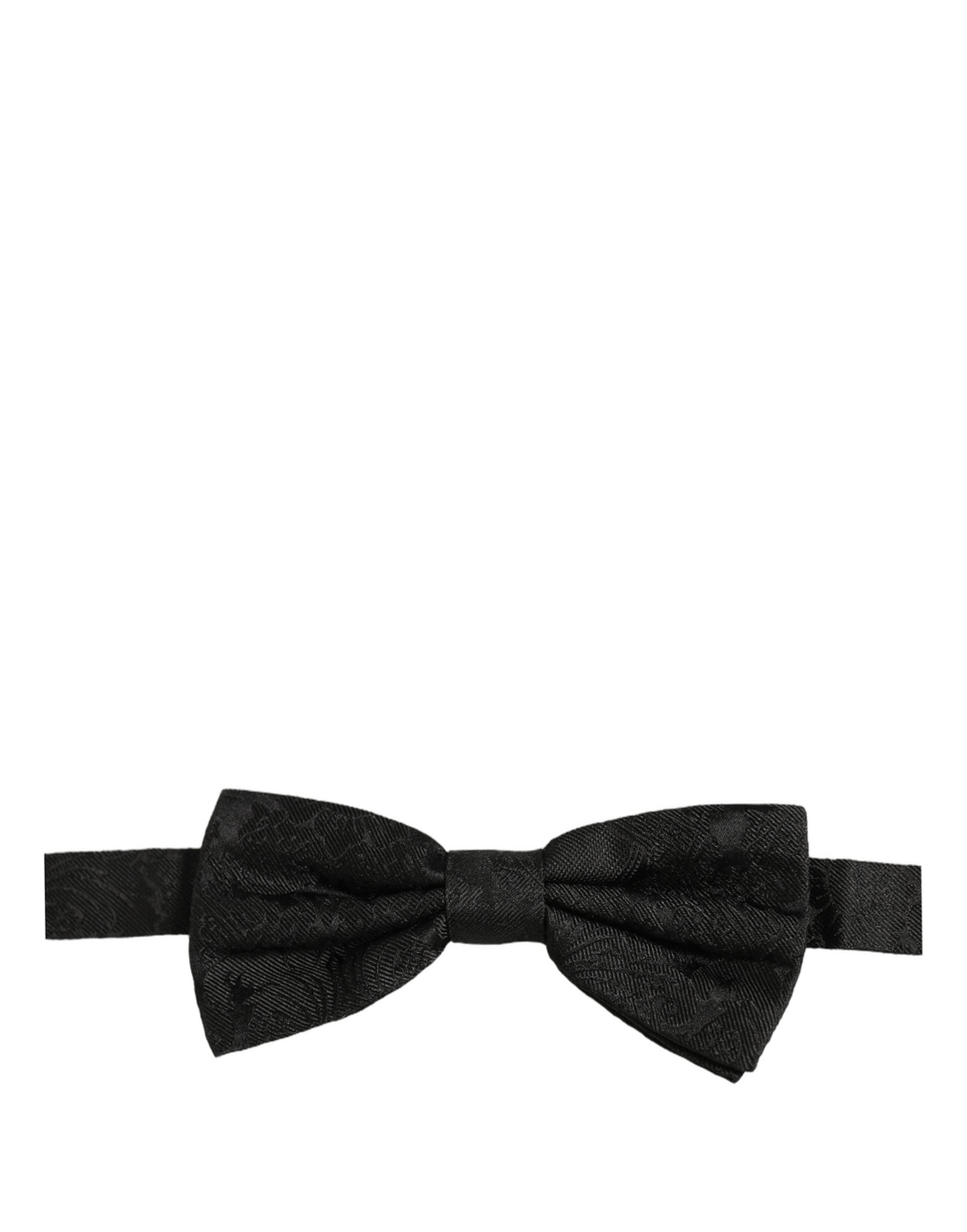 Dolce & Gabbana Black Silk Paisley Bow Tie - Timeless Elegance