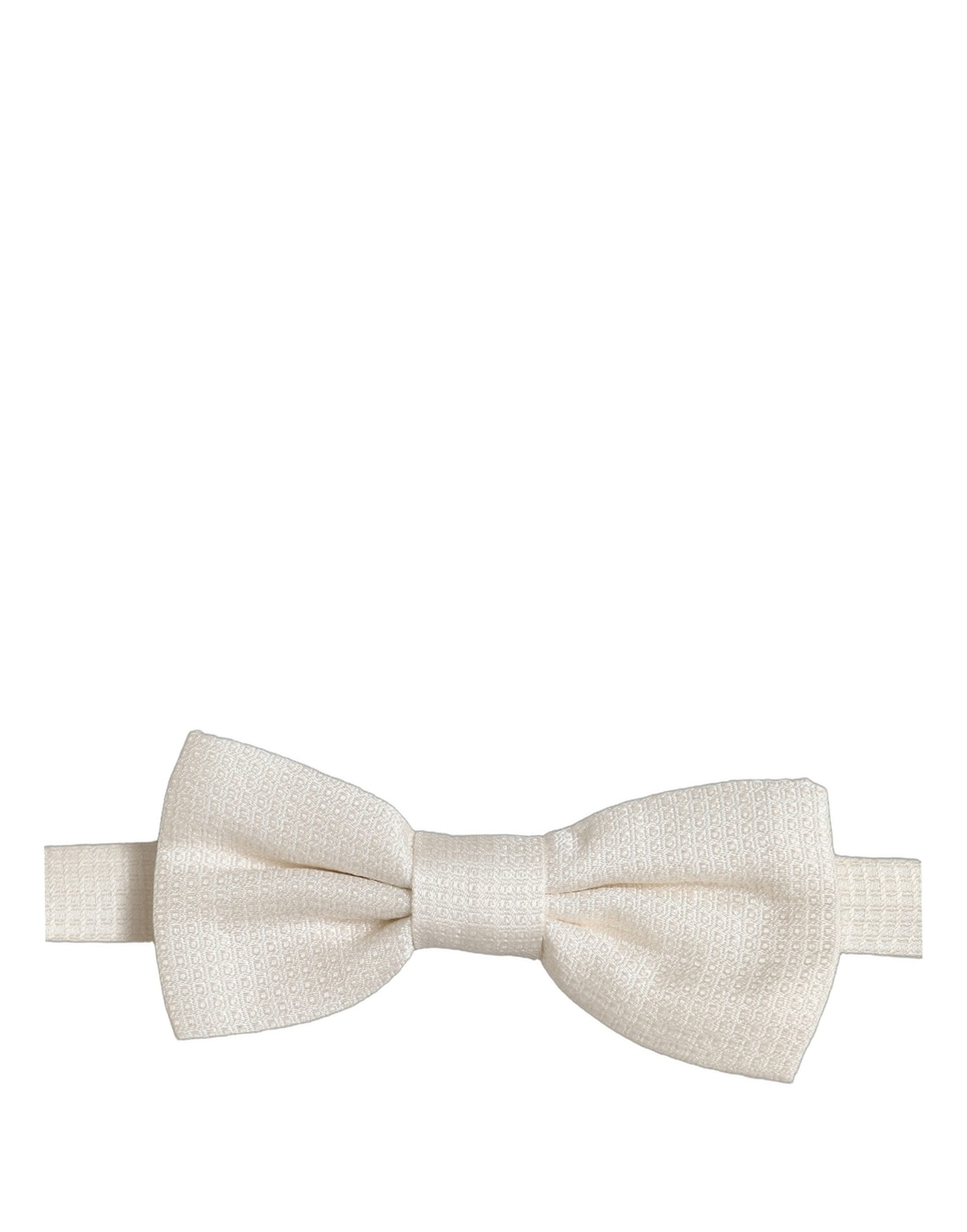 Dolce & Gabbana Off White Silk Bow Tie - Timeless Elegance