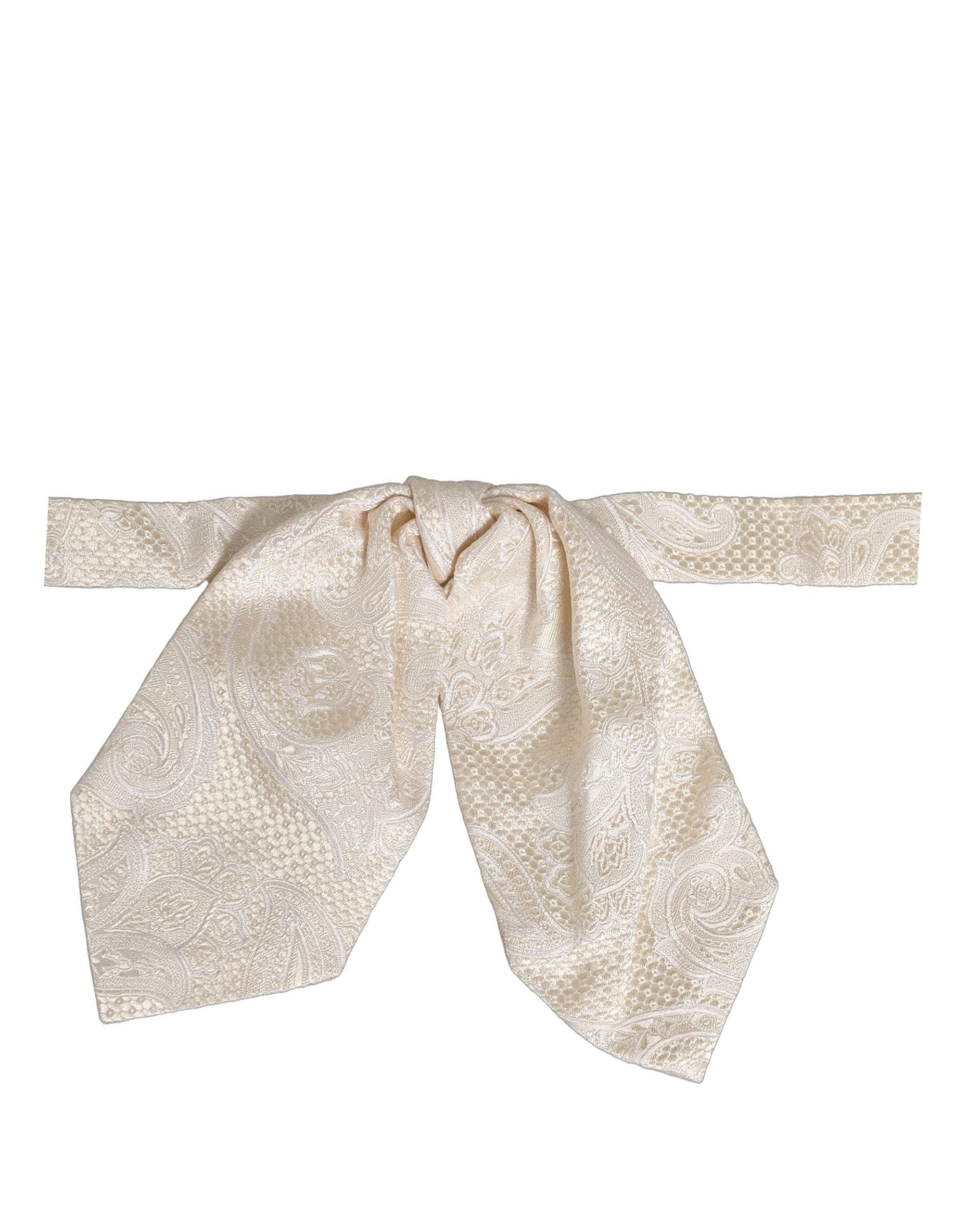 Dolce & Gabbana Ivory Silk Paisley Bow Tie - Timeless Luxury
