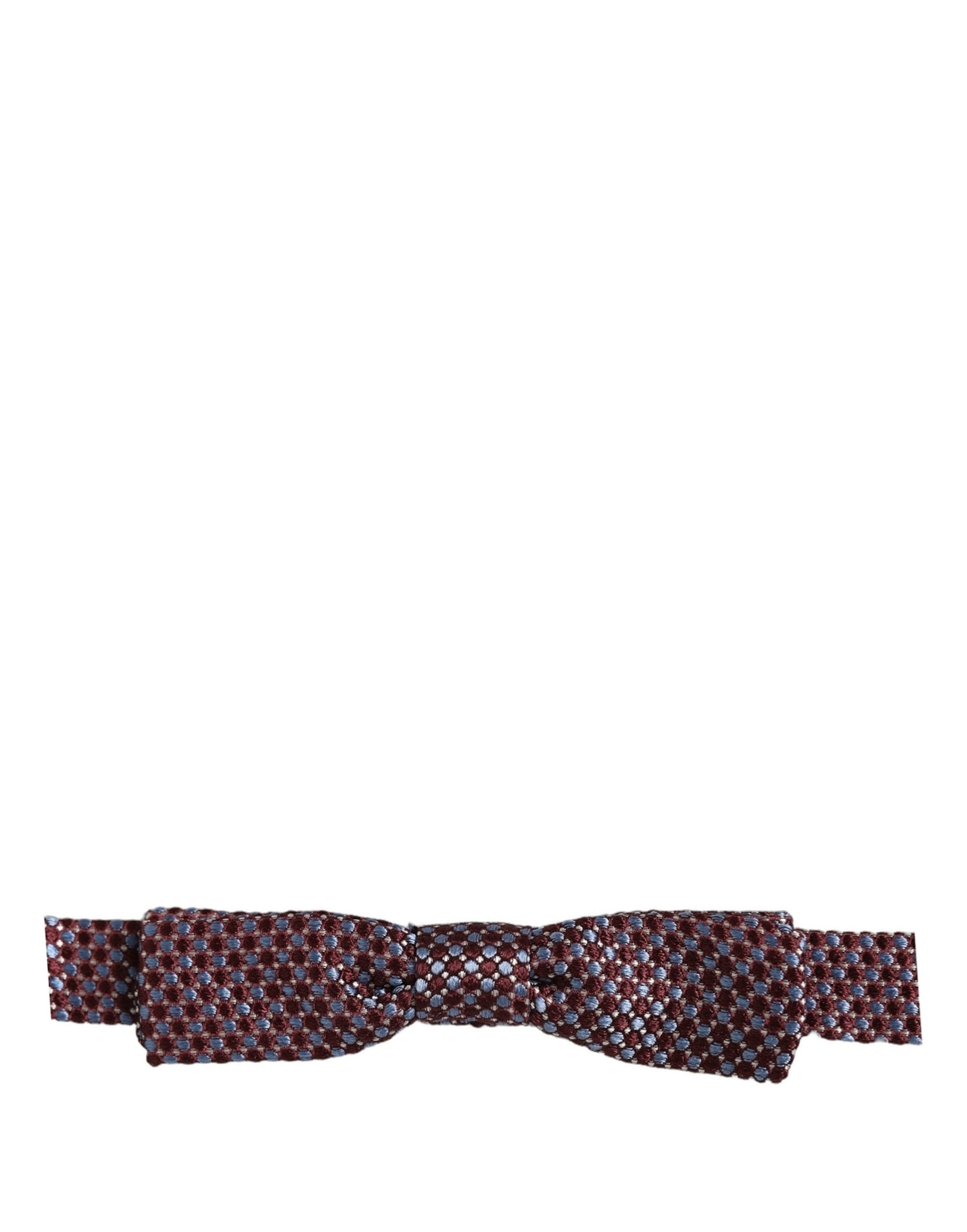 Dolce & Gabbana Silk Bow Tie in Blue Burgundy Elegance
