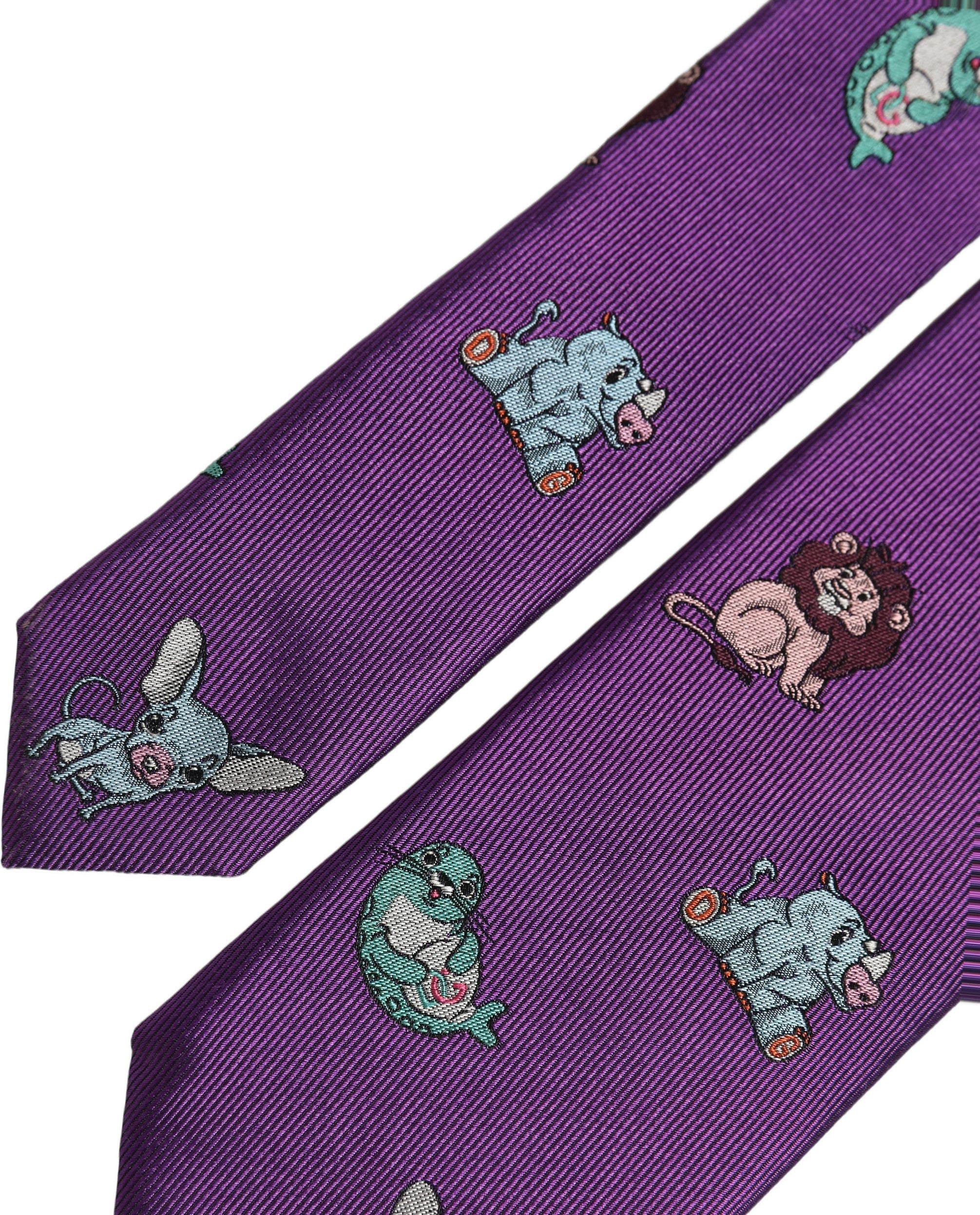 Dolce & Gabbana Purple Animal Print Silk Necktie for Elegance