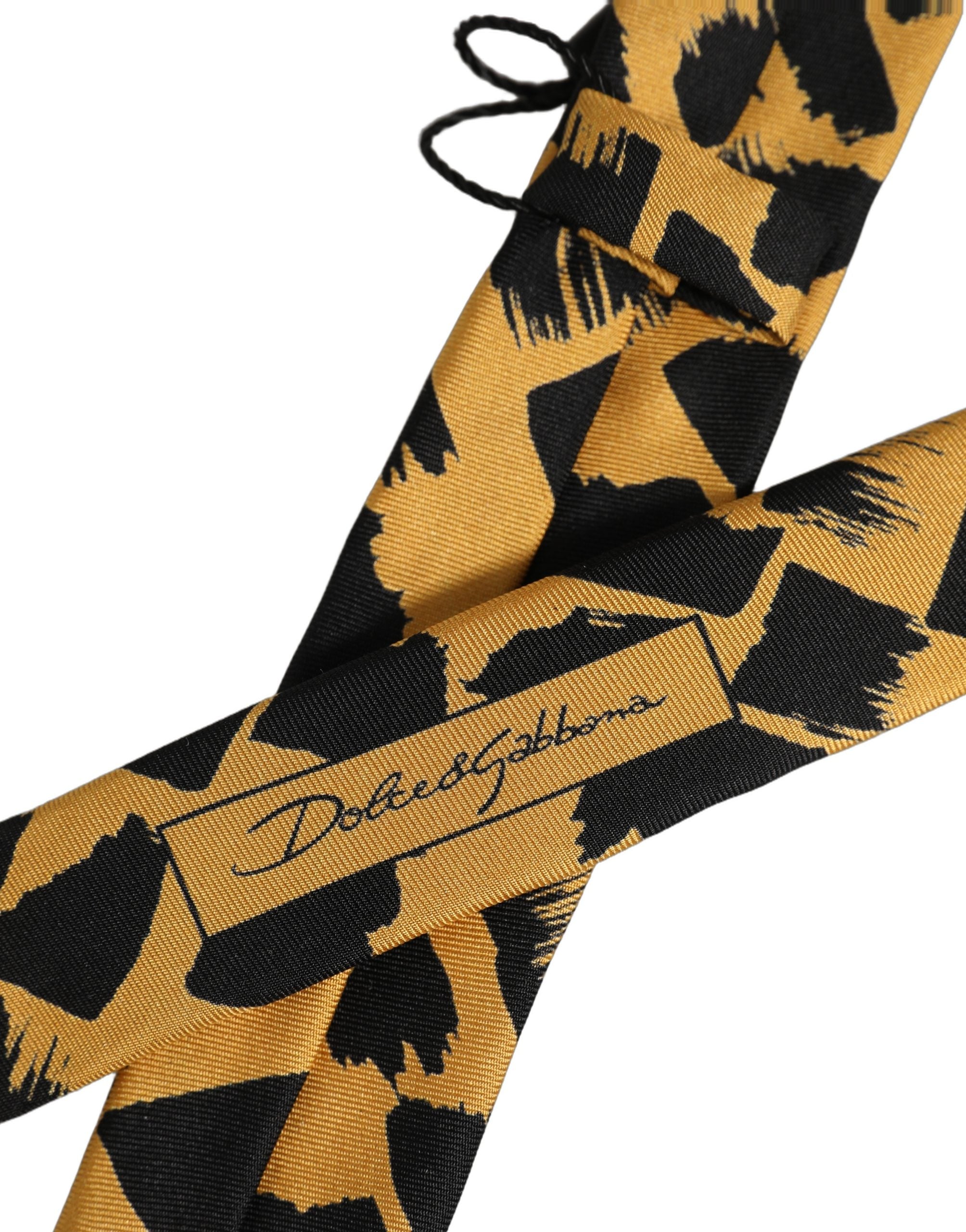Dolce & Gabbana Silk Necktie - Luxurious Black Yellow Design