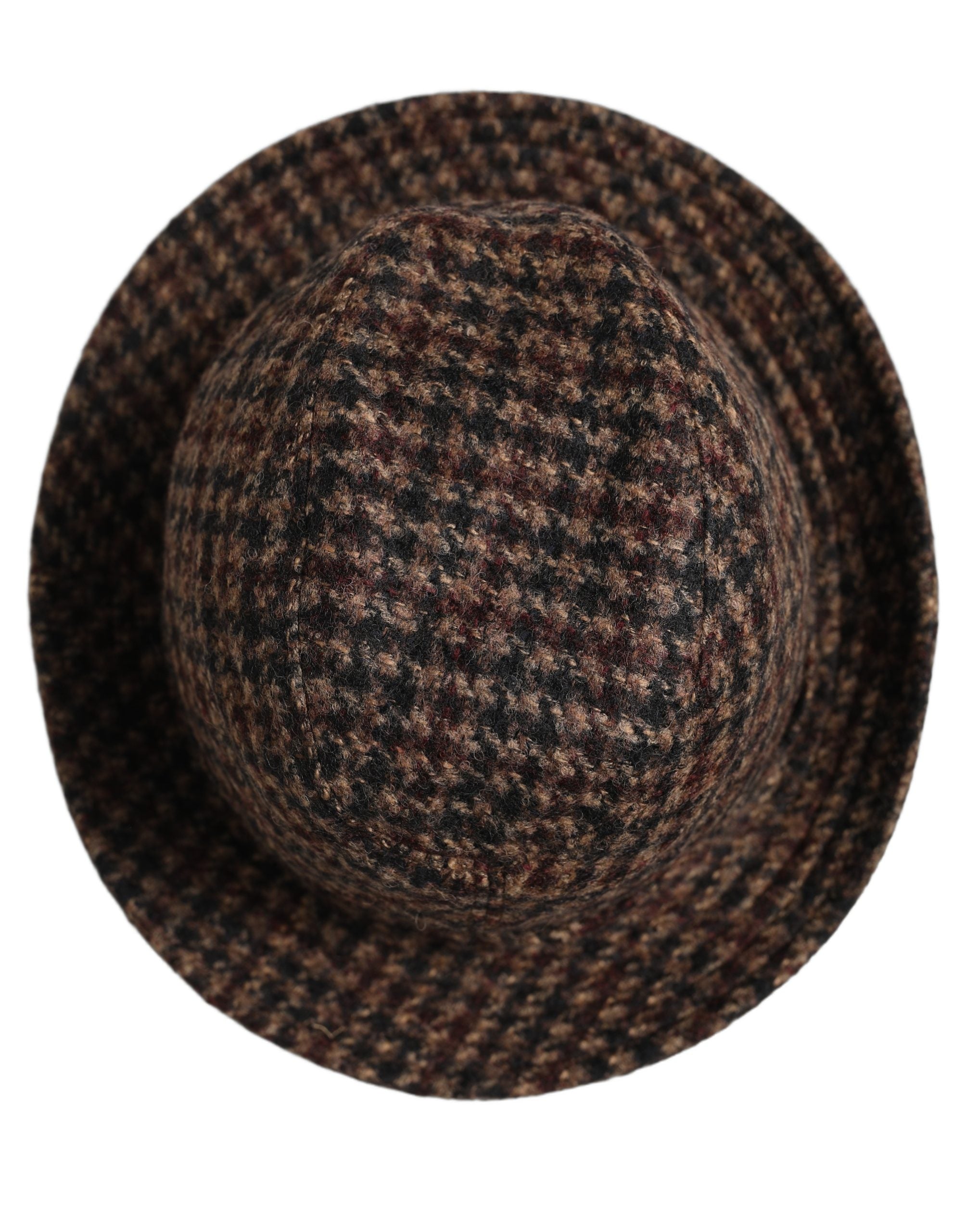 Dolce & Gabbana Brown Checkered Wool Tweed Fedora Hat