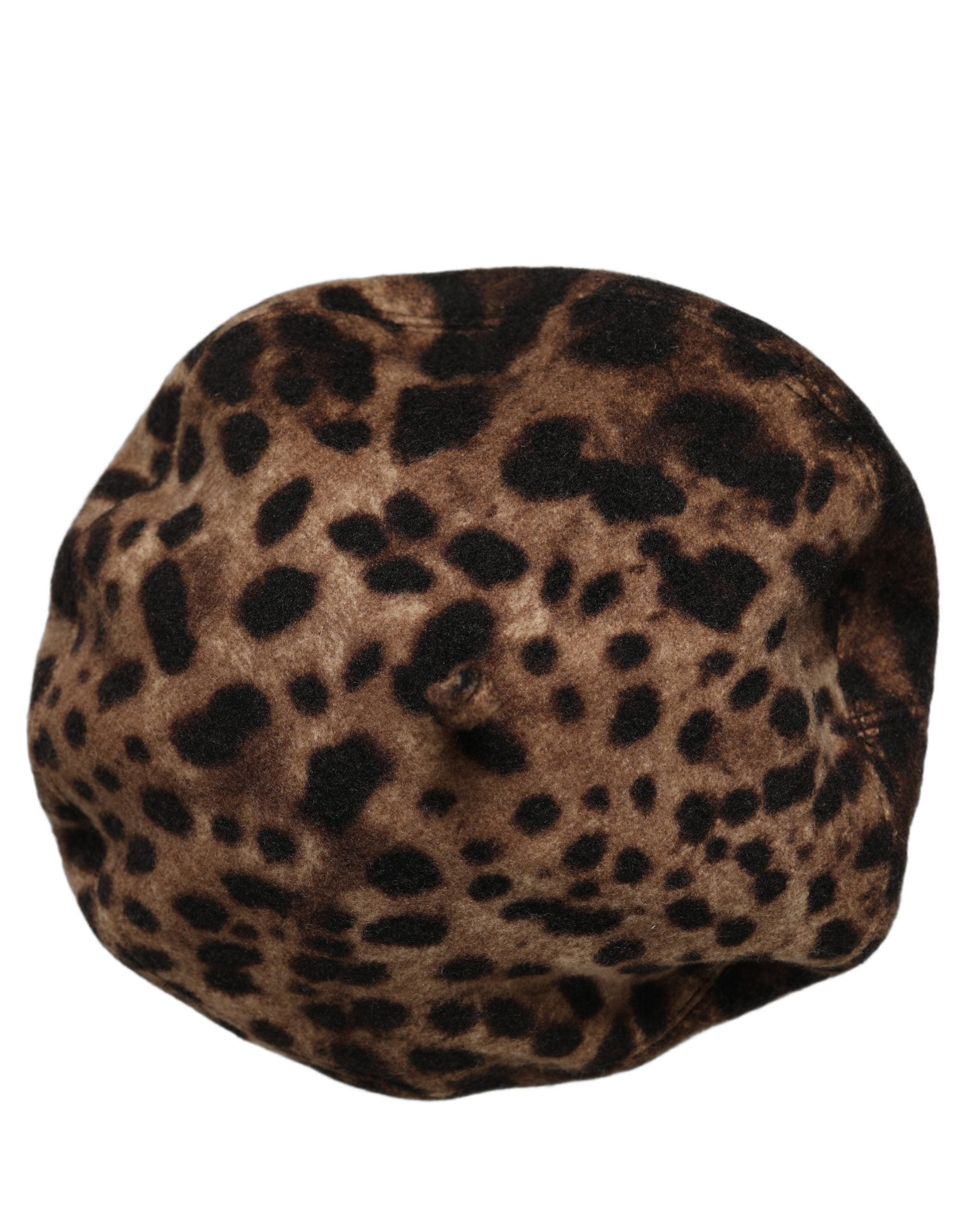 Dolce & Gabbana Brown Leopard Beret Hat - Timeless Luxury Accessory
