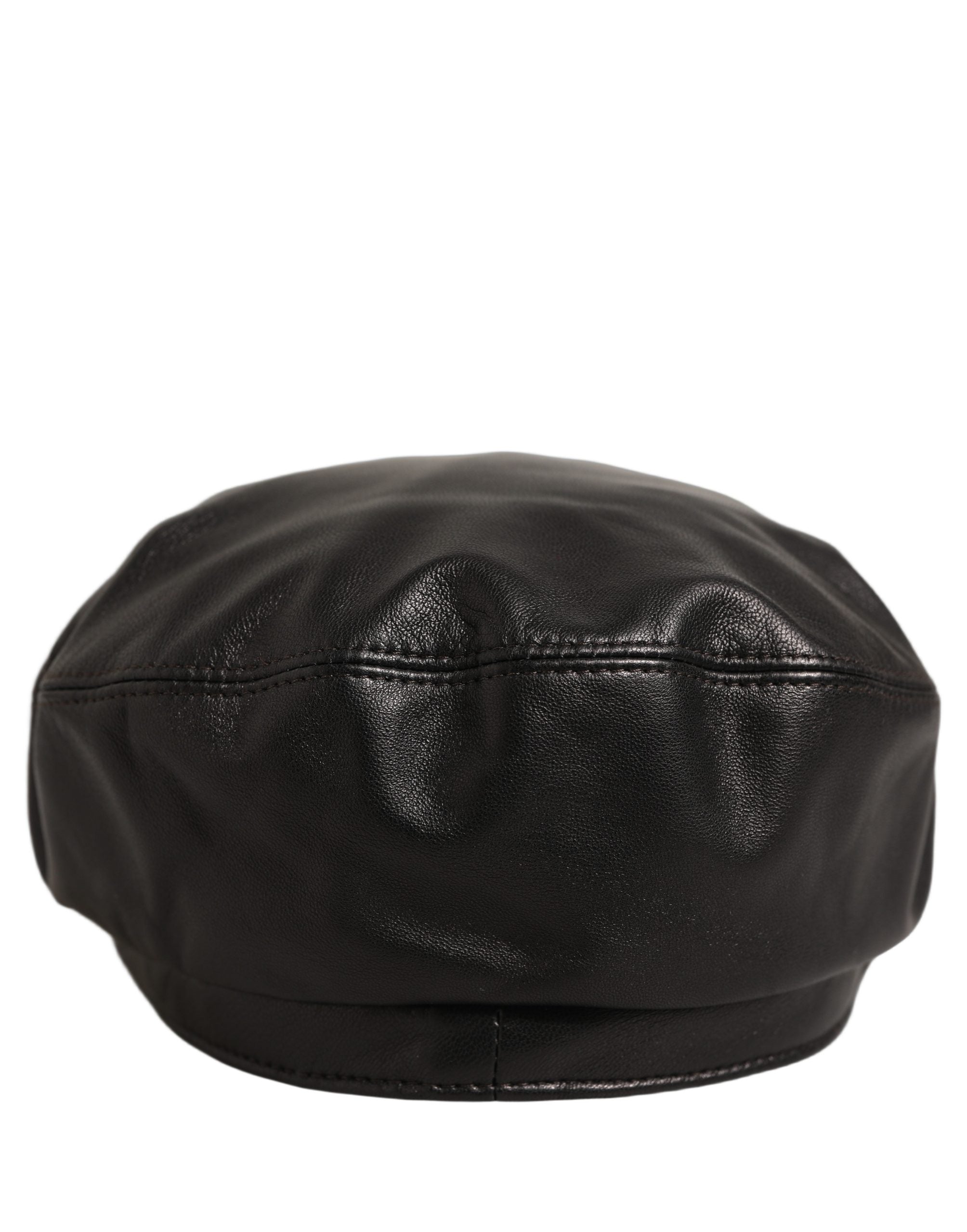 Dolce & Gabbana Black Lambskin Leather Newsboy Cap - Timeless Elegance