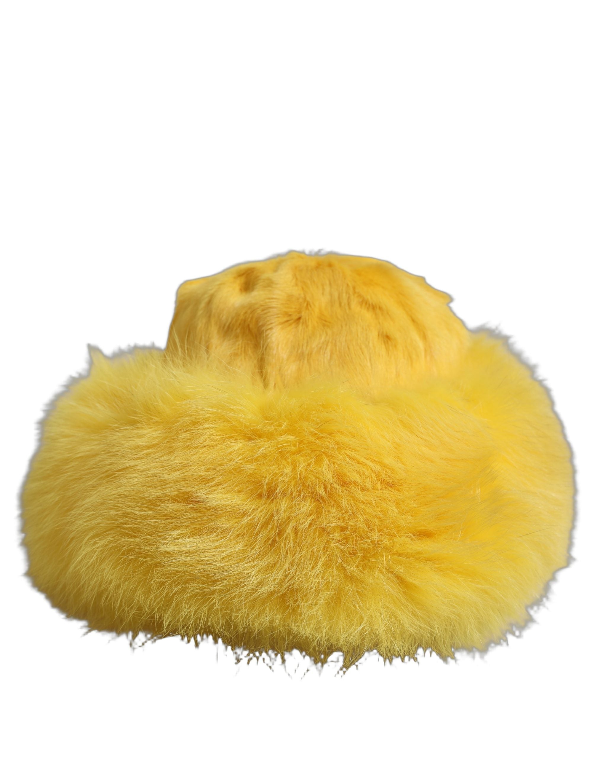Dolce & Gabbana Yellow Fox Fur Bucket Hat - Exquisite Luxury