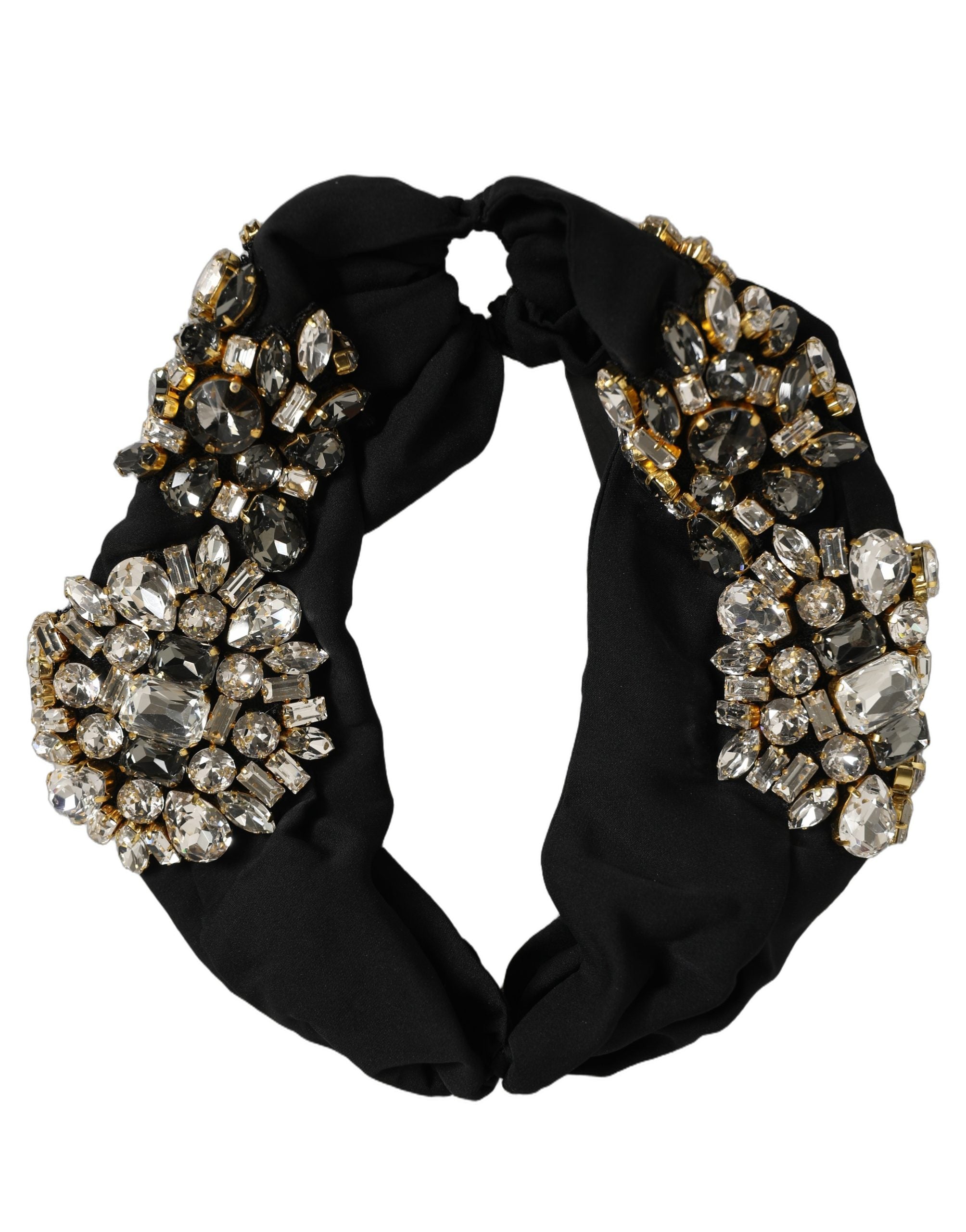 Dolce & Gabbana Black Silk Crystal Embellishment Headband
