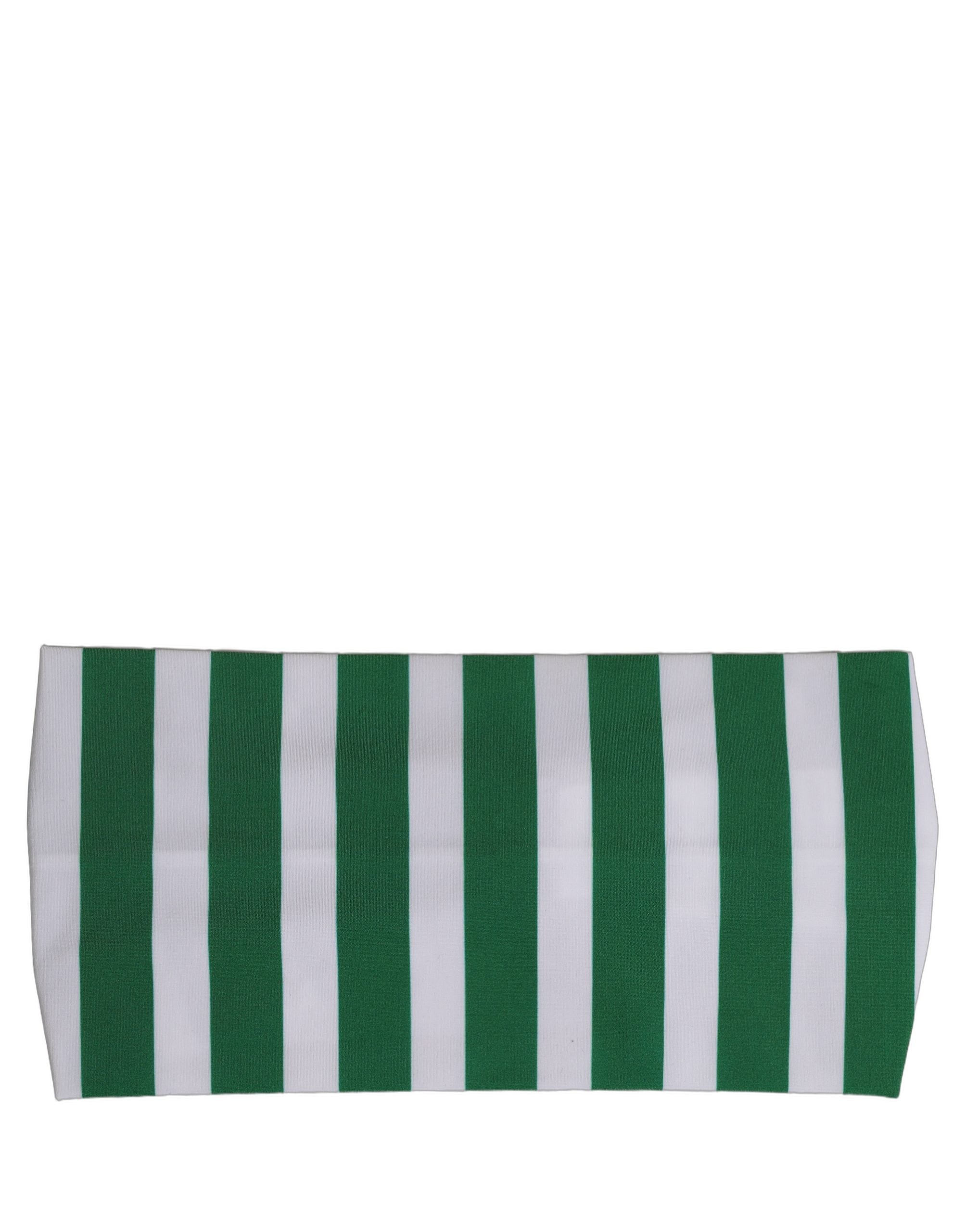 Dolce & Gabbana Green White Stripes Head Wrap - Luxurious Elegance