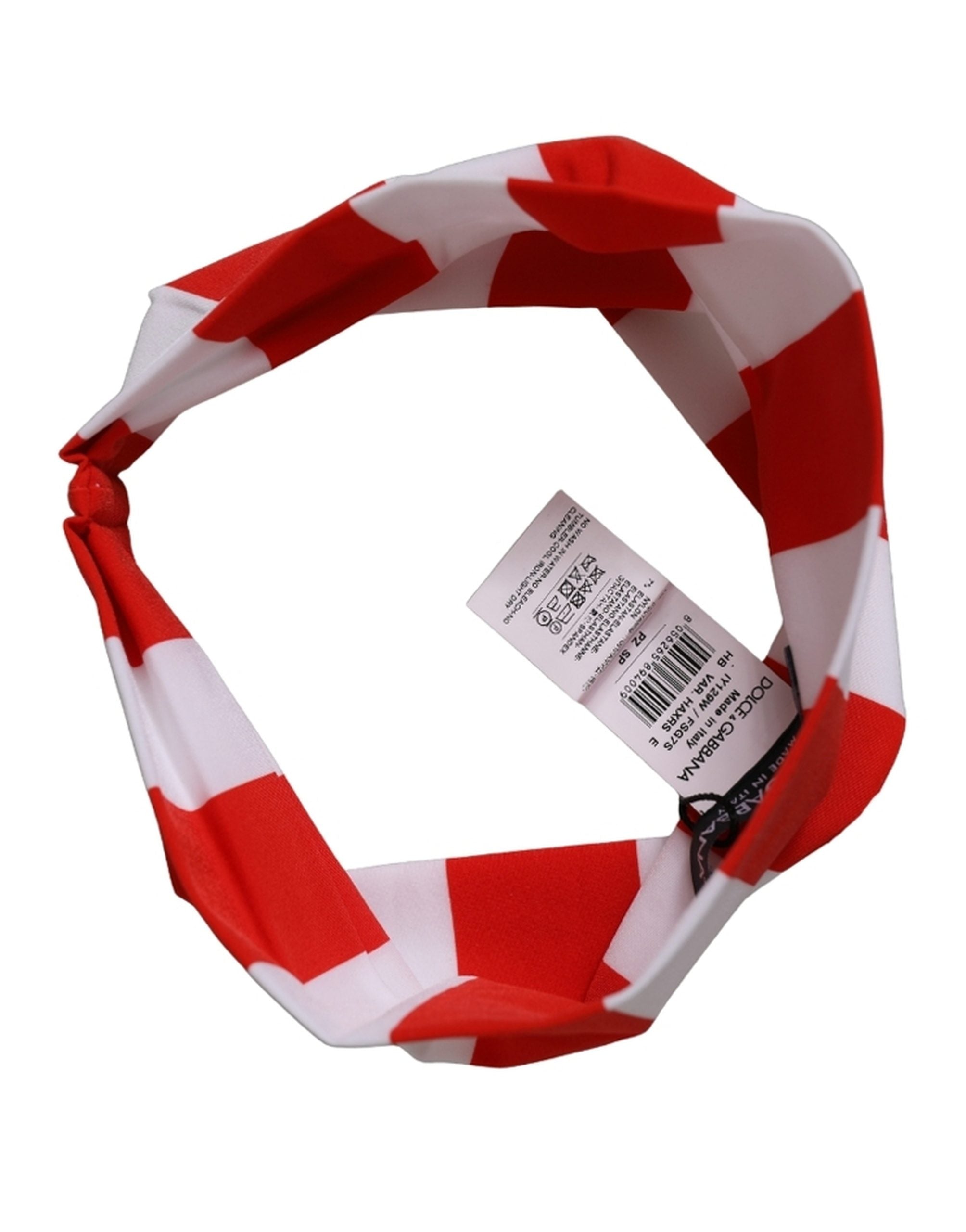 Dolce & Gabbana Red White Stripes Head Wrap - Luxury Hair Accessory