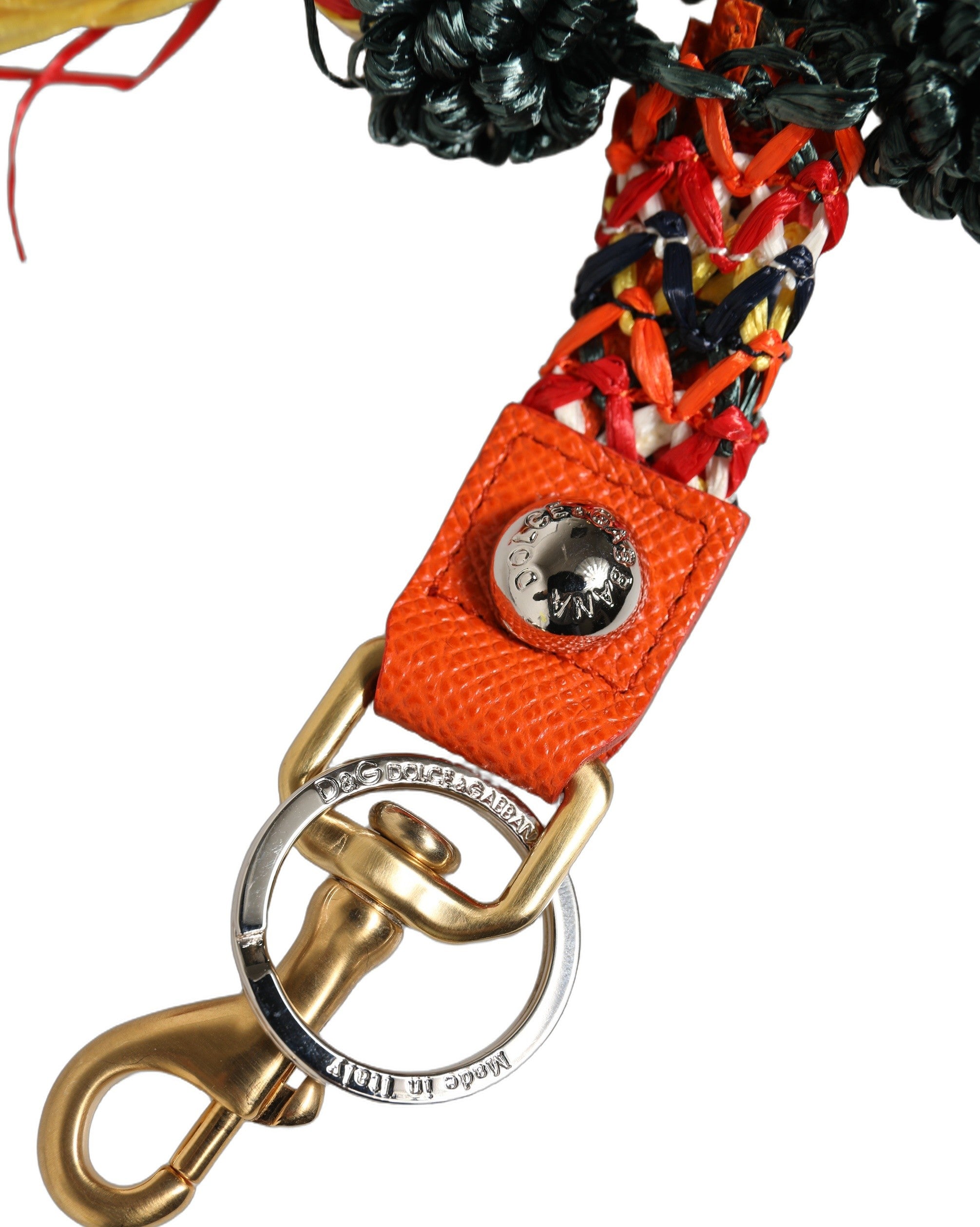 Dolce & Gabbana Raffia Leather Keyring - Luxurious Designer Accessory