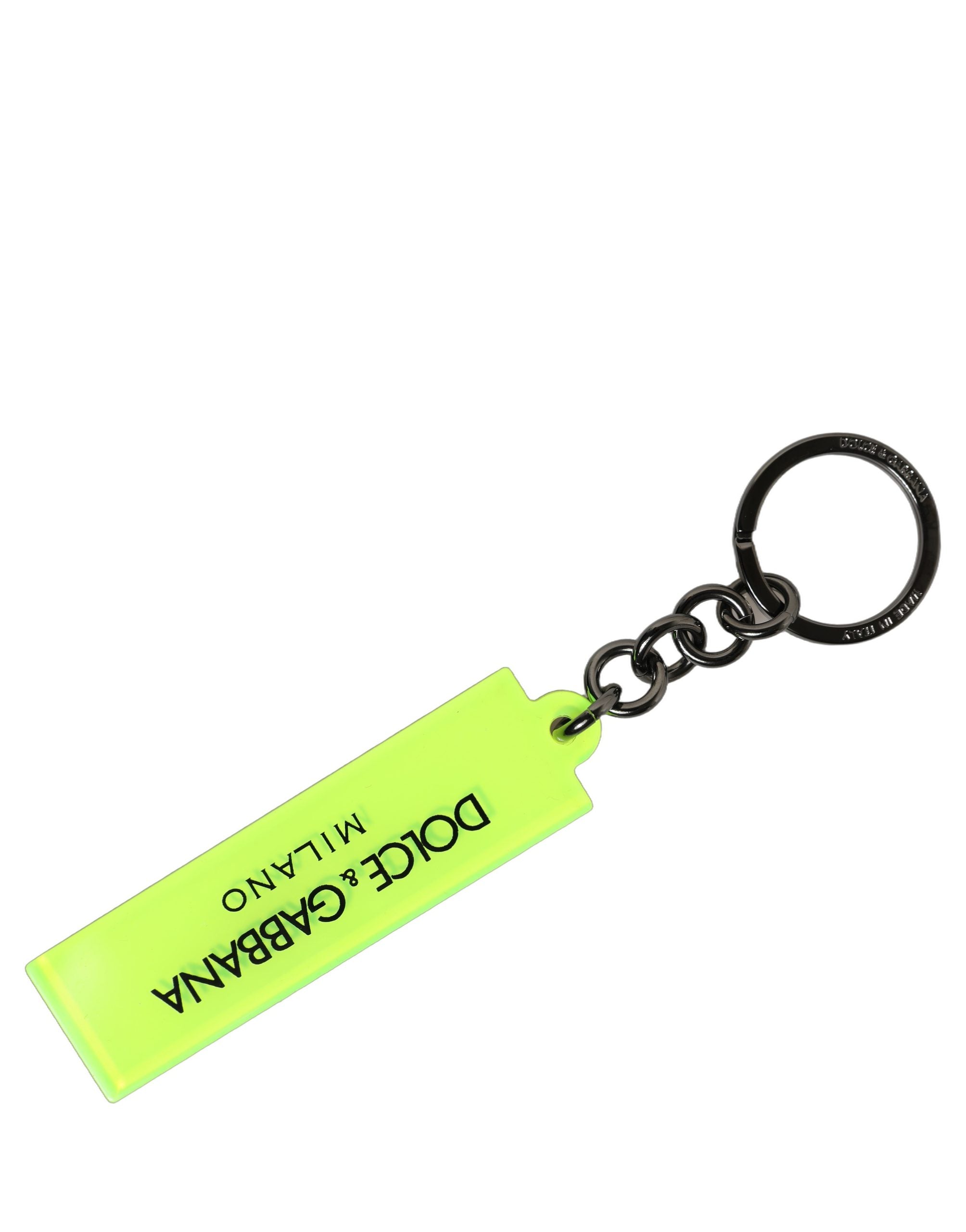 Dolce & Gabbana Neon Green Logo Print Keychain - Luxury Accessory