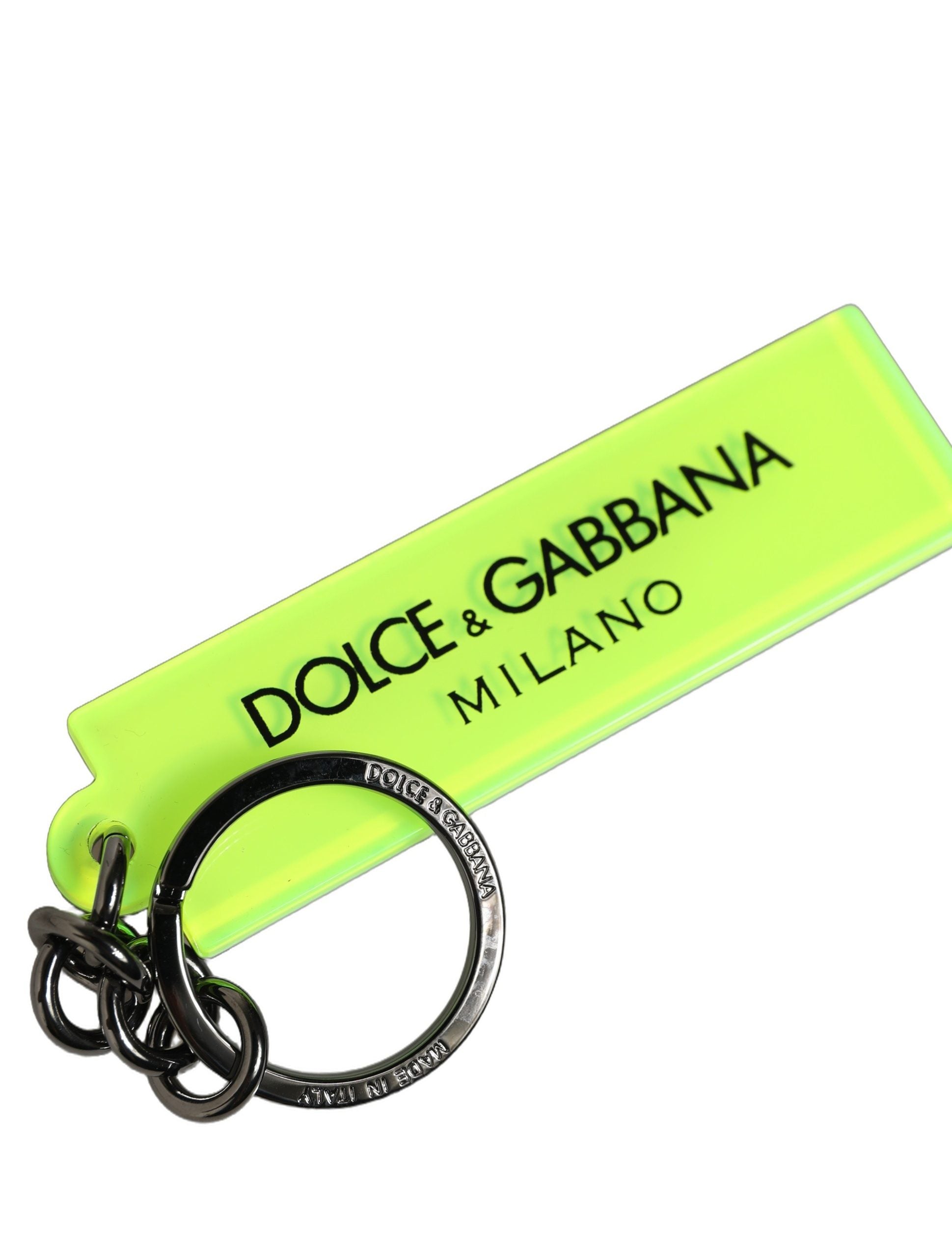 Dolce & Gabbana Neon Green Logo Keychain - Luxury Accessory