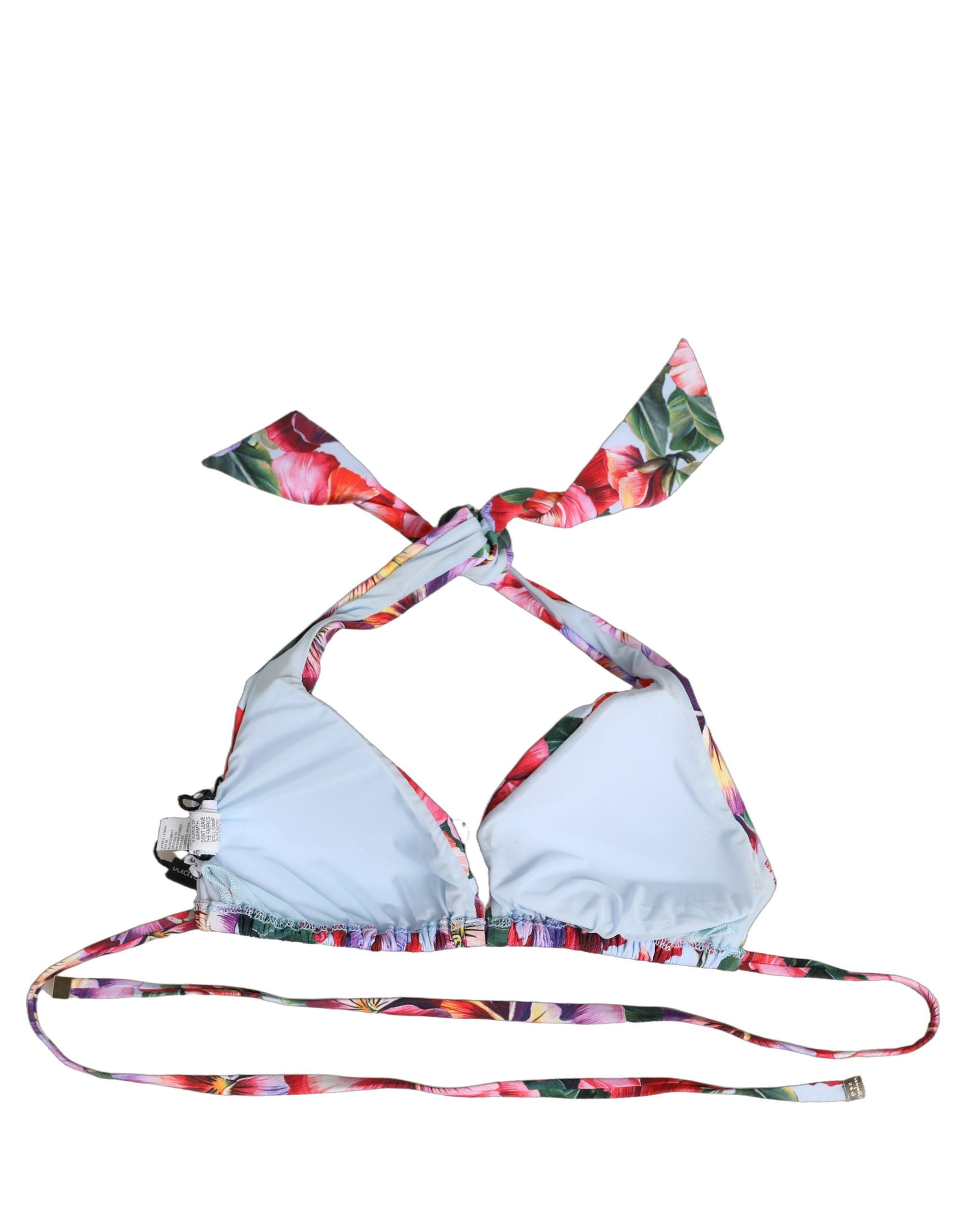 Dolce & Gabbana Multicolor Floral Triangle Bikini Top - Luxury Swimwear