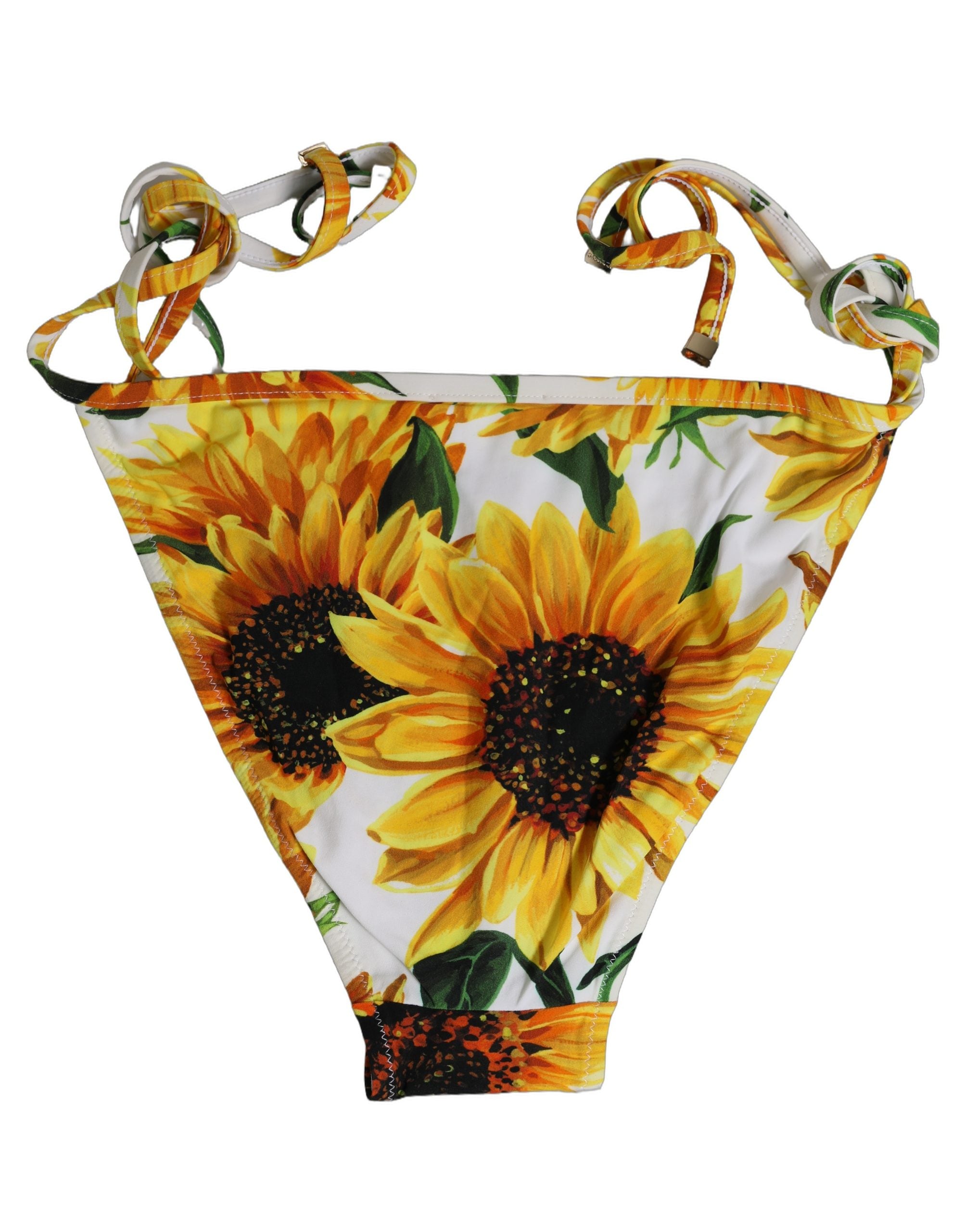 Dolce & Gabbana White Sunflower Bikini Bottom - Luxurious Swimwear
