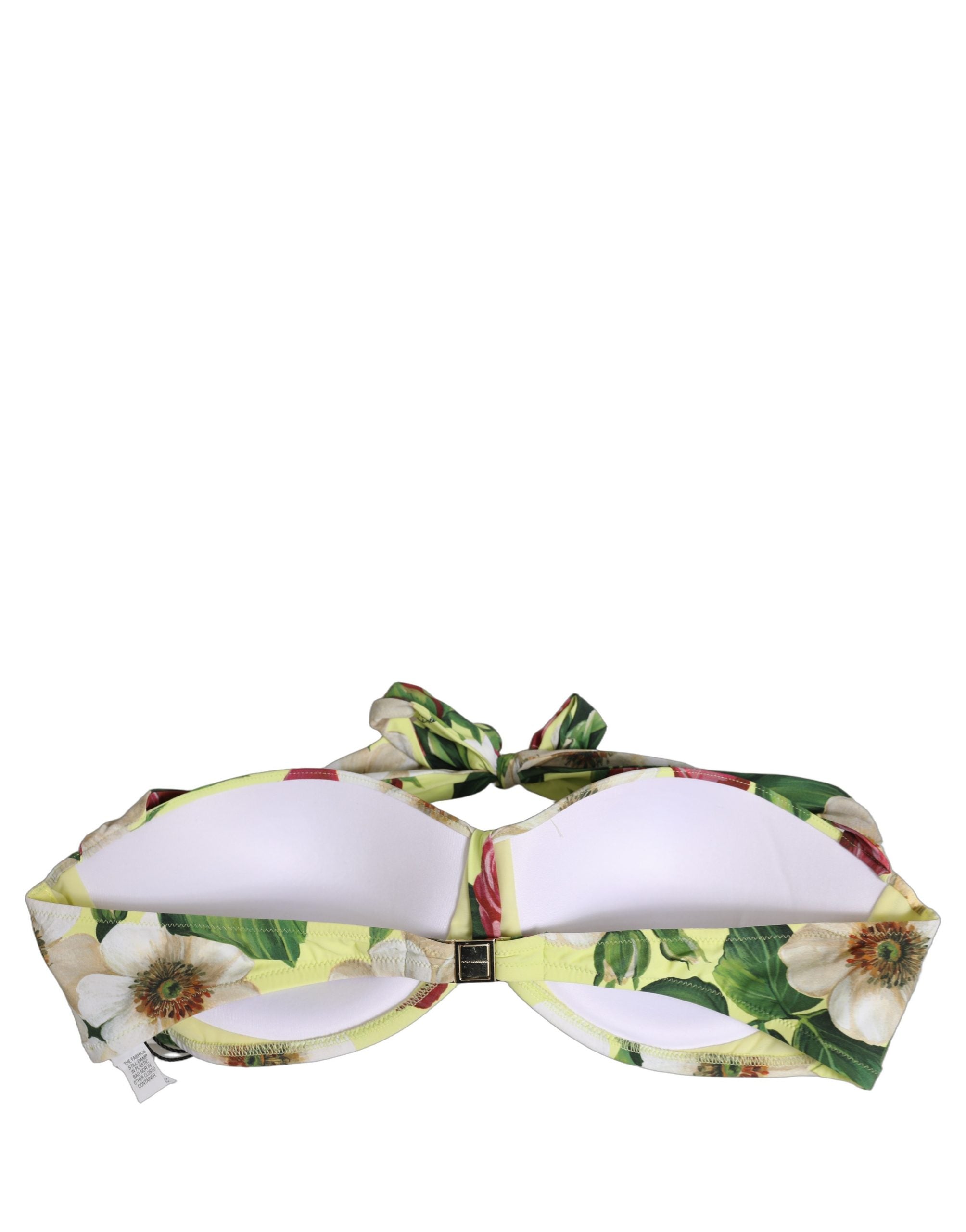 Dolce & Gabbana Yellow Floral Halter Bikini Top - Luxury Swimwear
