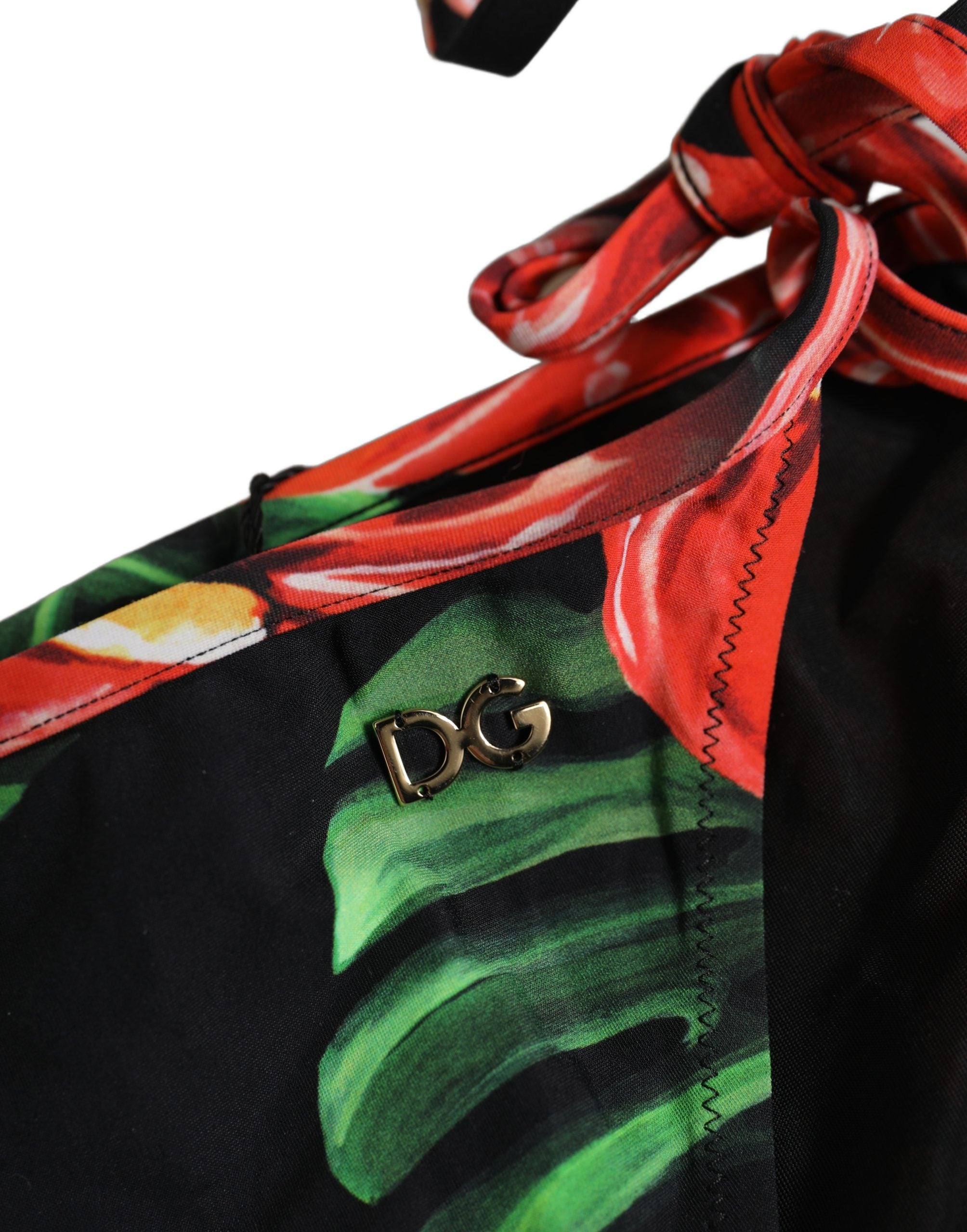 Dolce & Gabbana Black Floral Print Bikini Bottom - Luxury Swimwear