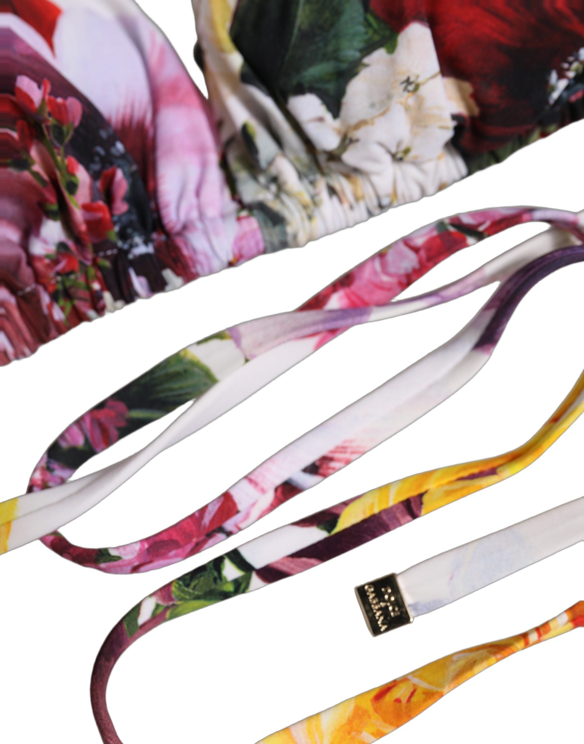 Dolce & Gabbana Floral Print Triangle Bikini Top - Luxury Swimwear