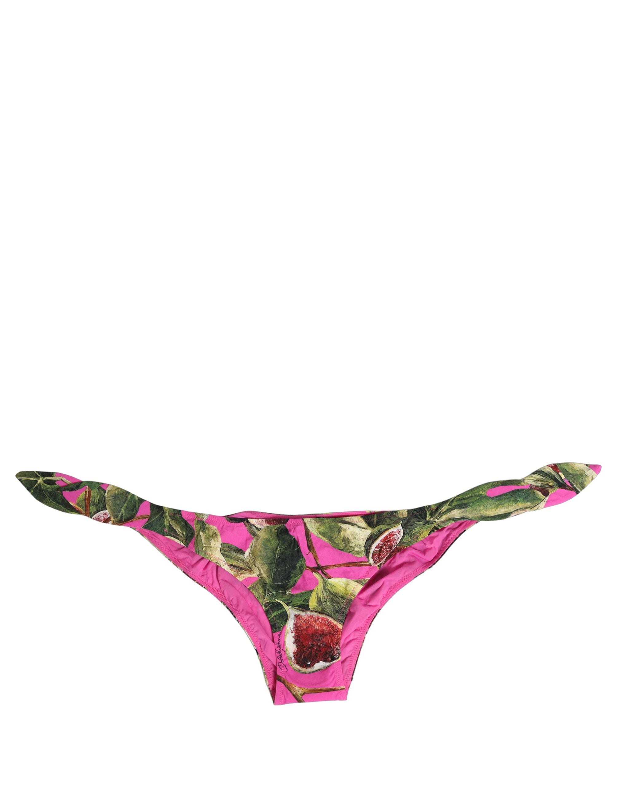 Dolce & Gabbana Fuchsia Pink Fig Print Bikini Bottom - Luxury Swimwear