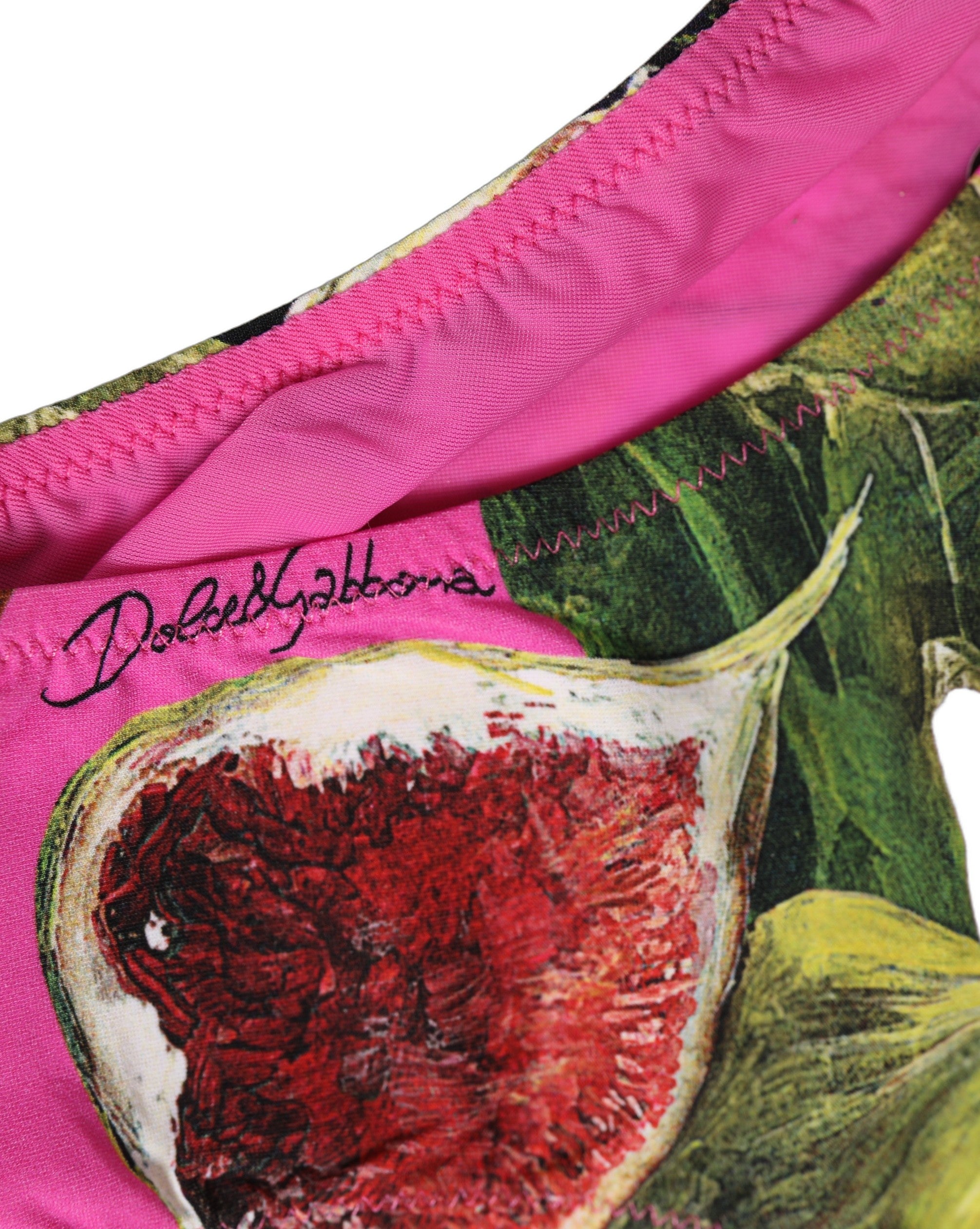 Dolce & Gabbana Fuchsia Pink Fig Print Bikini Bottom - Luxury Swimwear