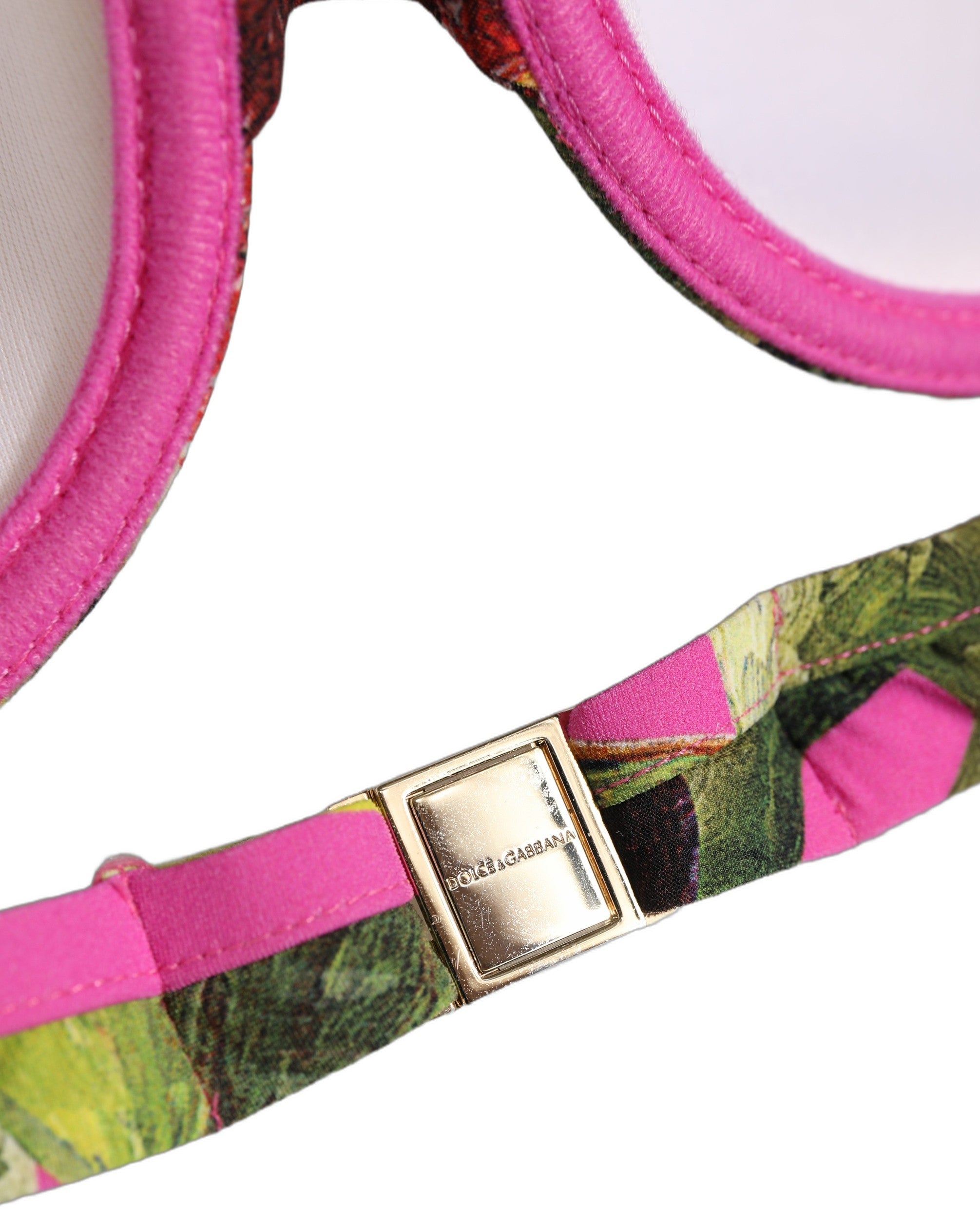 Dolce & Gabbana Fuchsia Pink Fig Print Push-Up Bikini Top