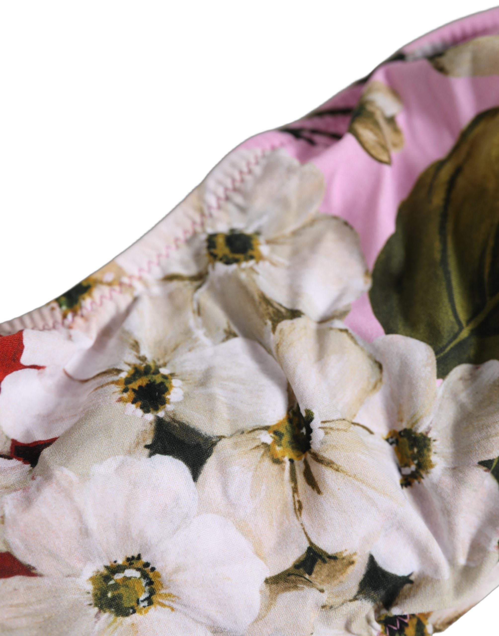 Dolce & Gabbana Pink Floral Bandeau Bikini Top - Luxury Swimwear