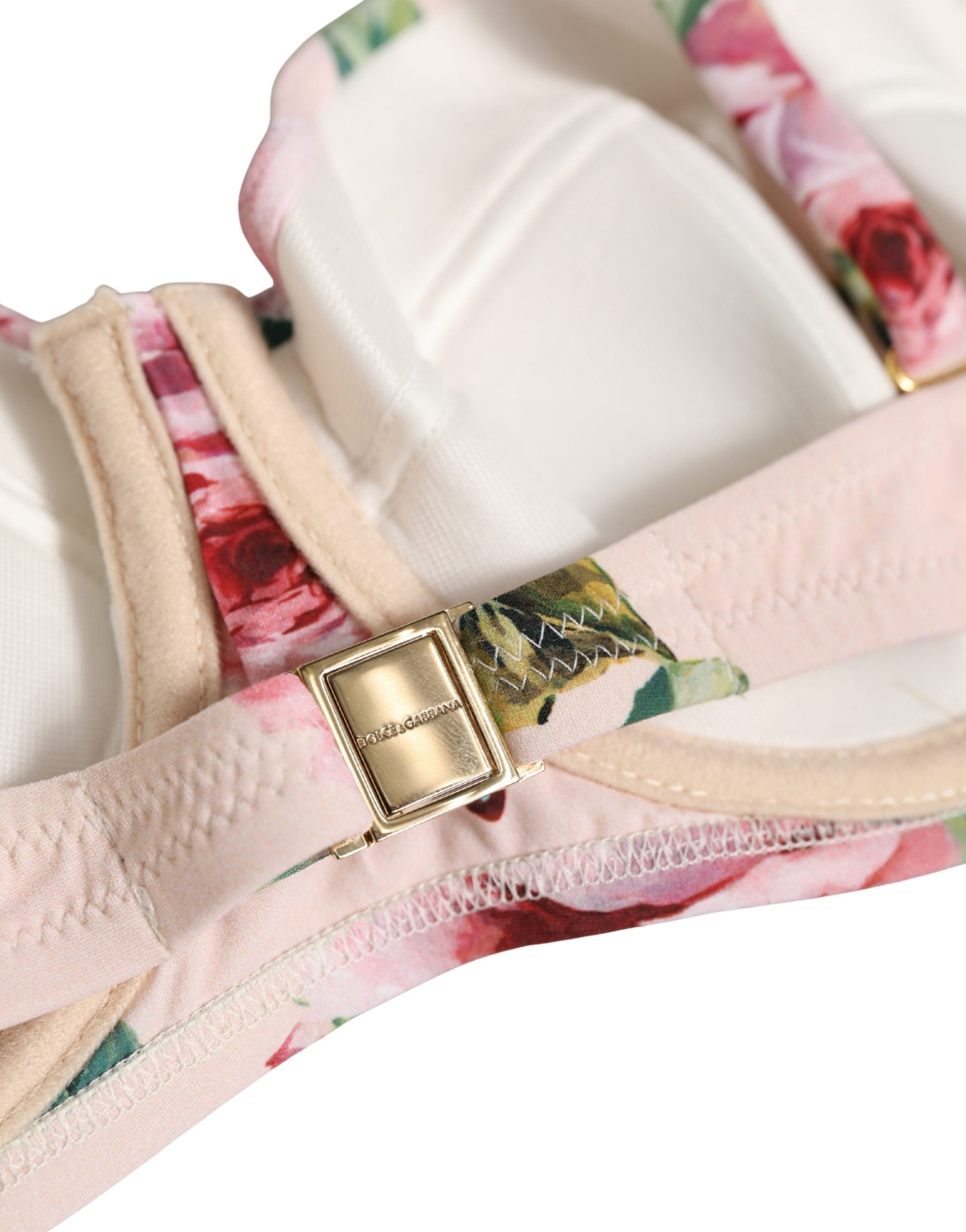 Dolce & Gabbana Pink Floral Underwire Bikini Top - Luxury Swimwear